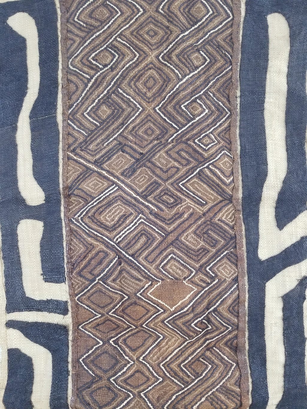 Vintage African Handwoven Kuba Cloth Raffia Textile Panel 109x41cm