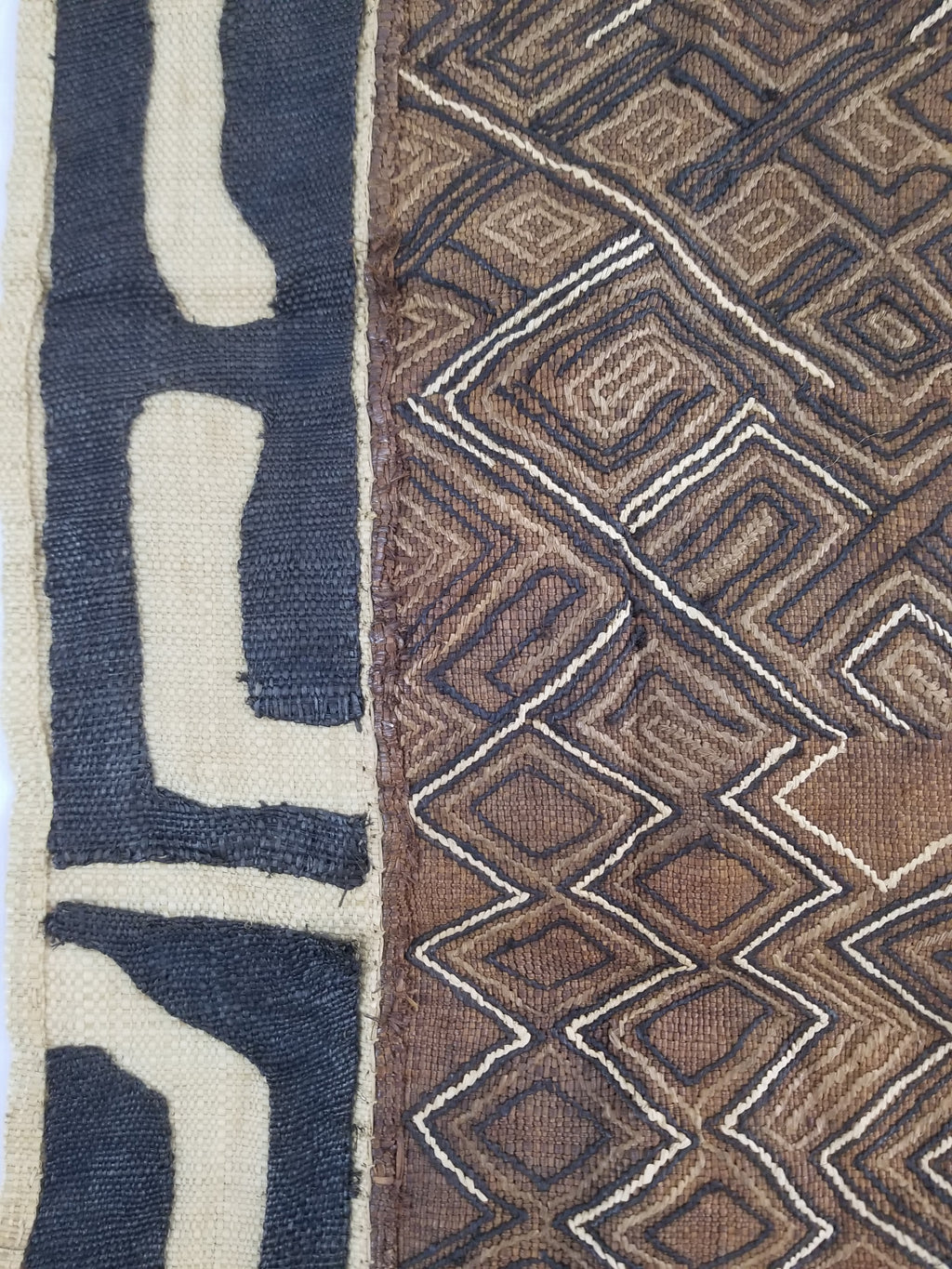 Vintage African Handwoven Kuba Cloth Raffia Textile Panel 109x41cm