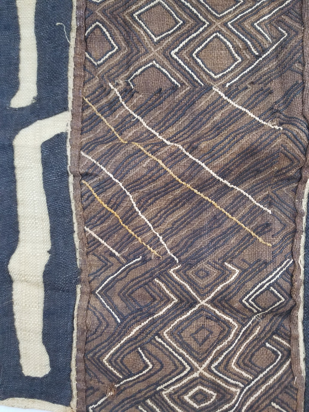 Vintage African Handwoven Kuba Cloth Raffia Textile Panel 109x41cm