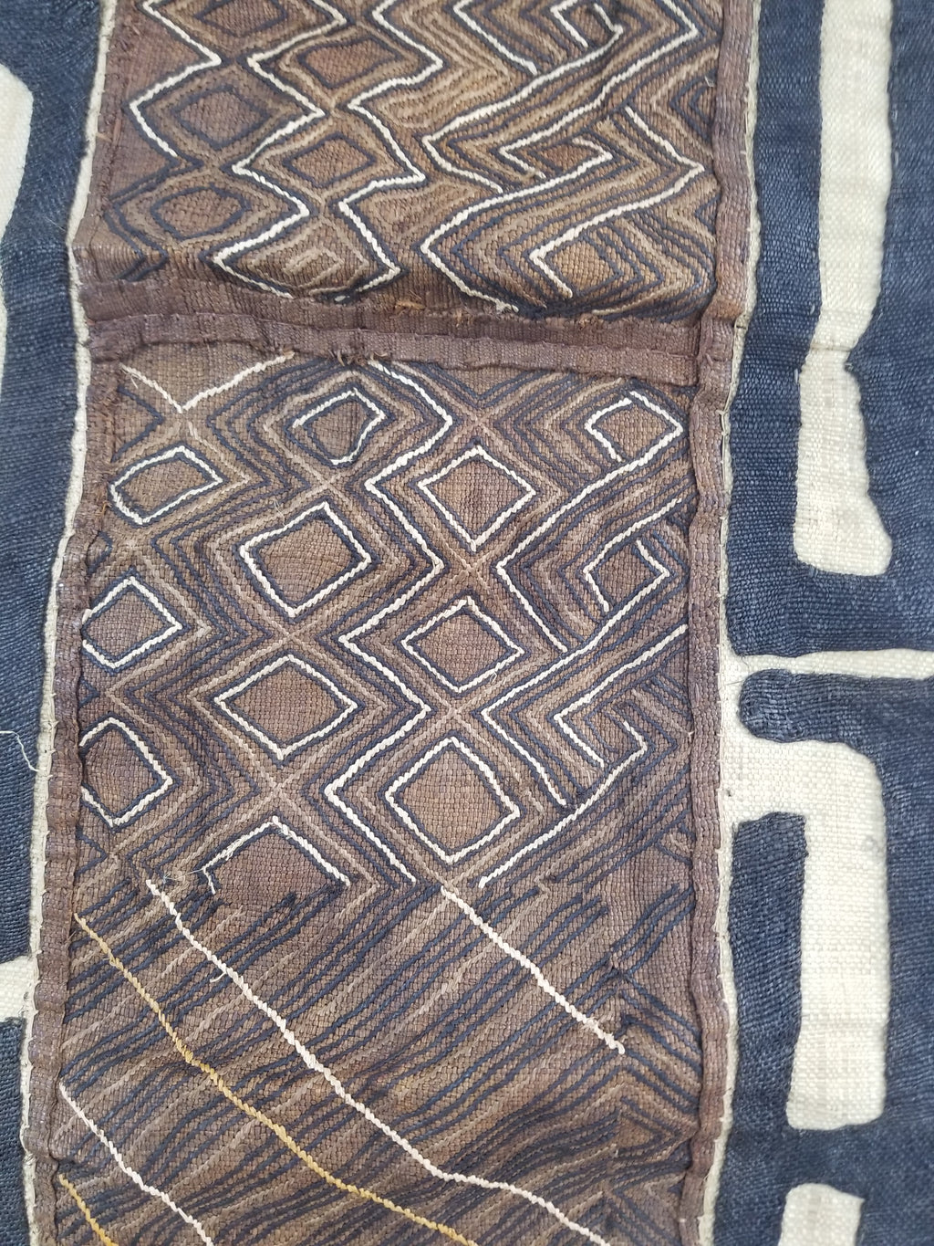 Vintage African Handwoven Kuba Cloth Raffia Textile Panel 109x41cm