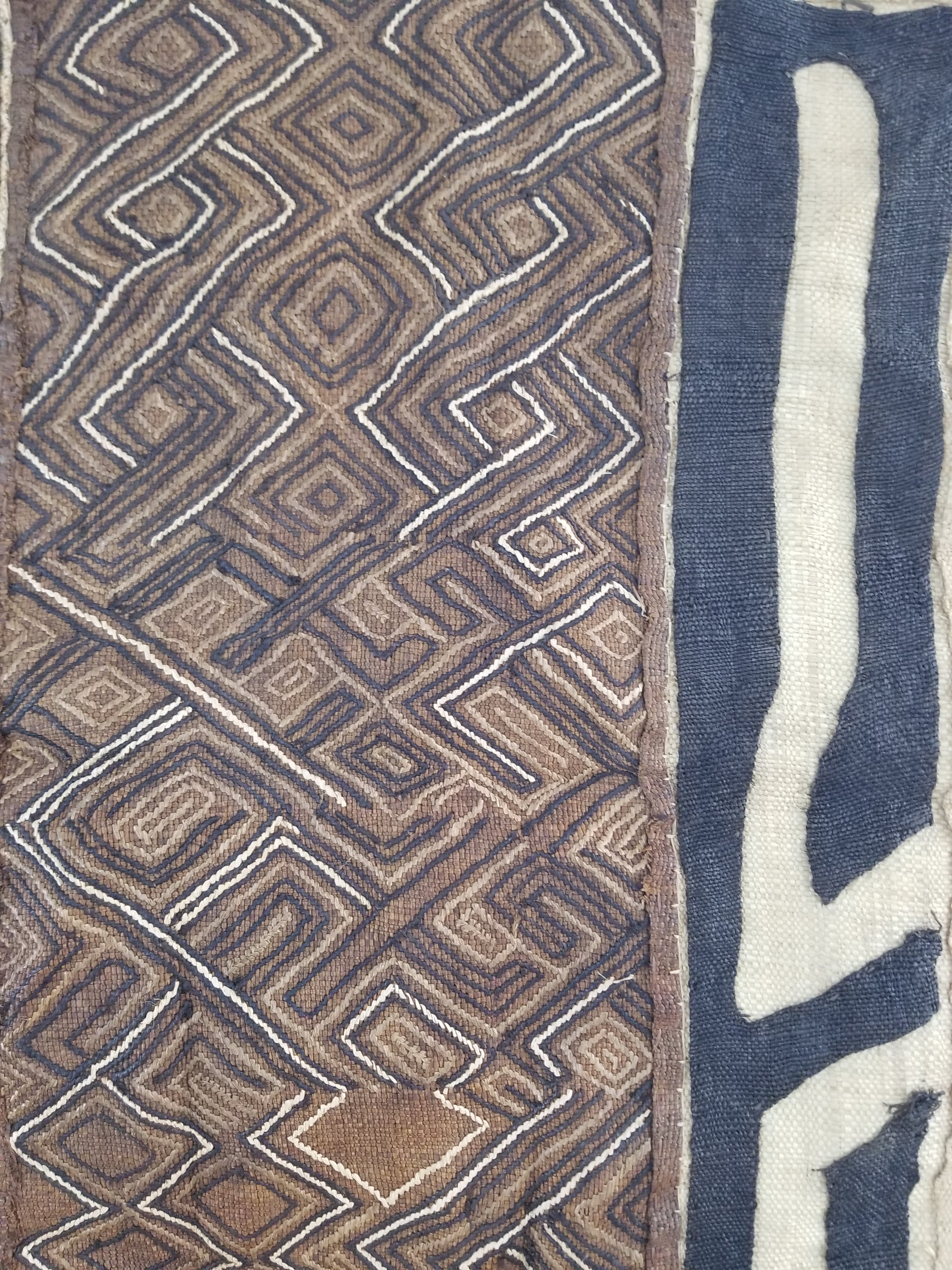Vintage African Handwoven Kuba Cloth Raffia Textile Panel 109x41cm