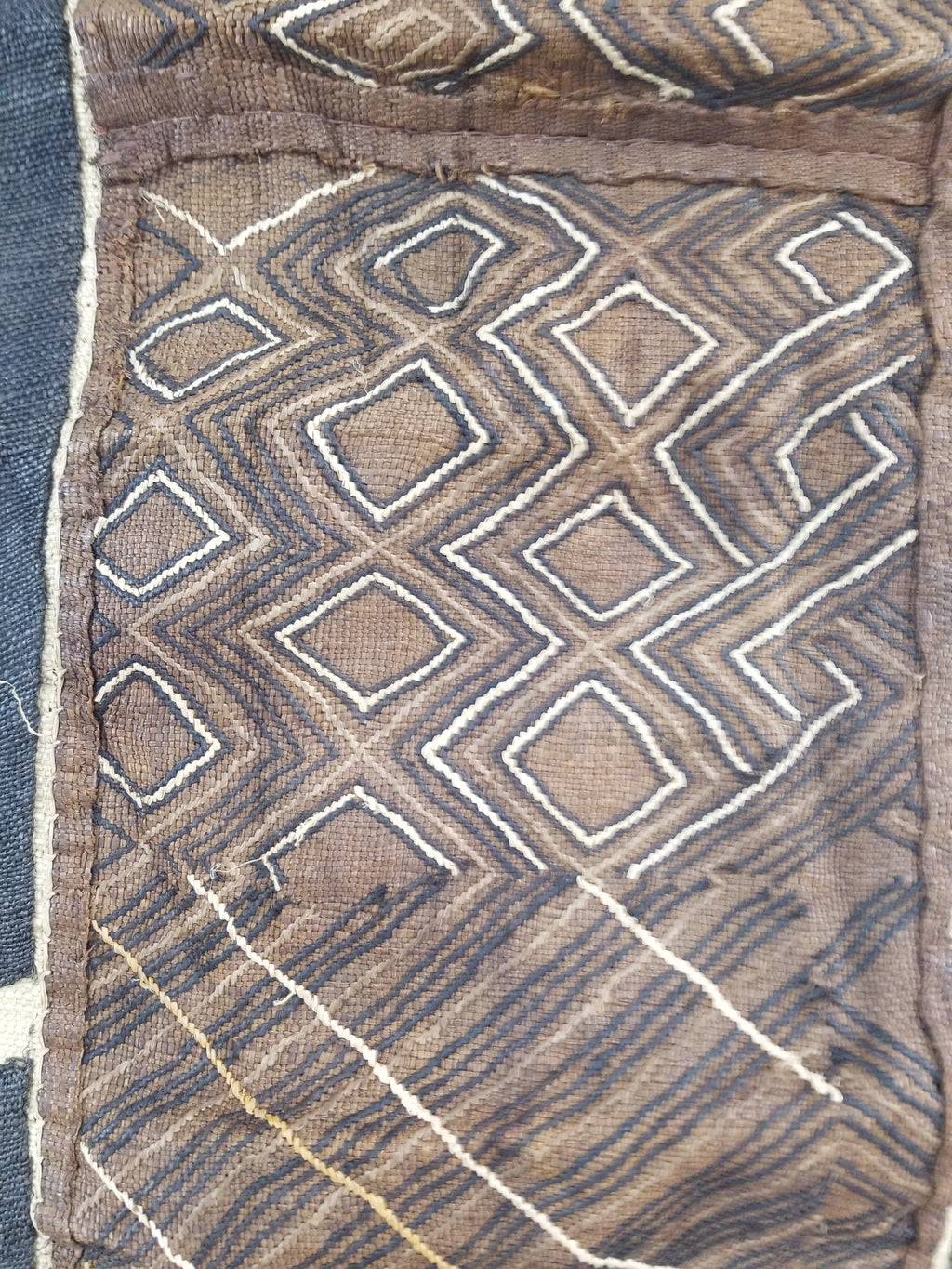 Vintage African Handwoven Kuba Cloth Raffia Textile Panel 109x41cm
