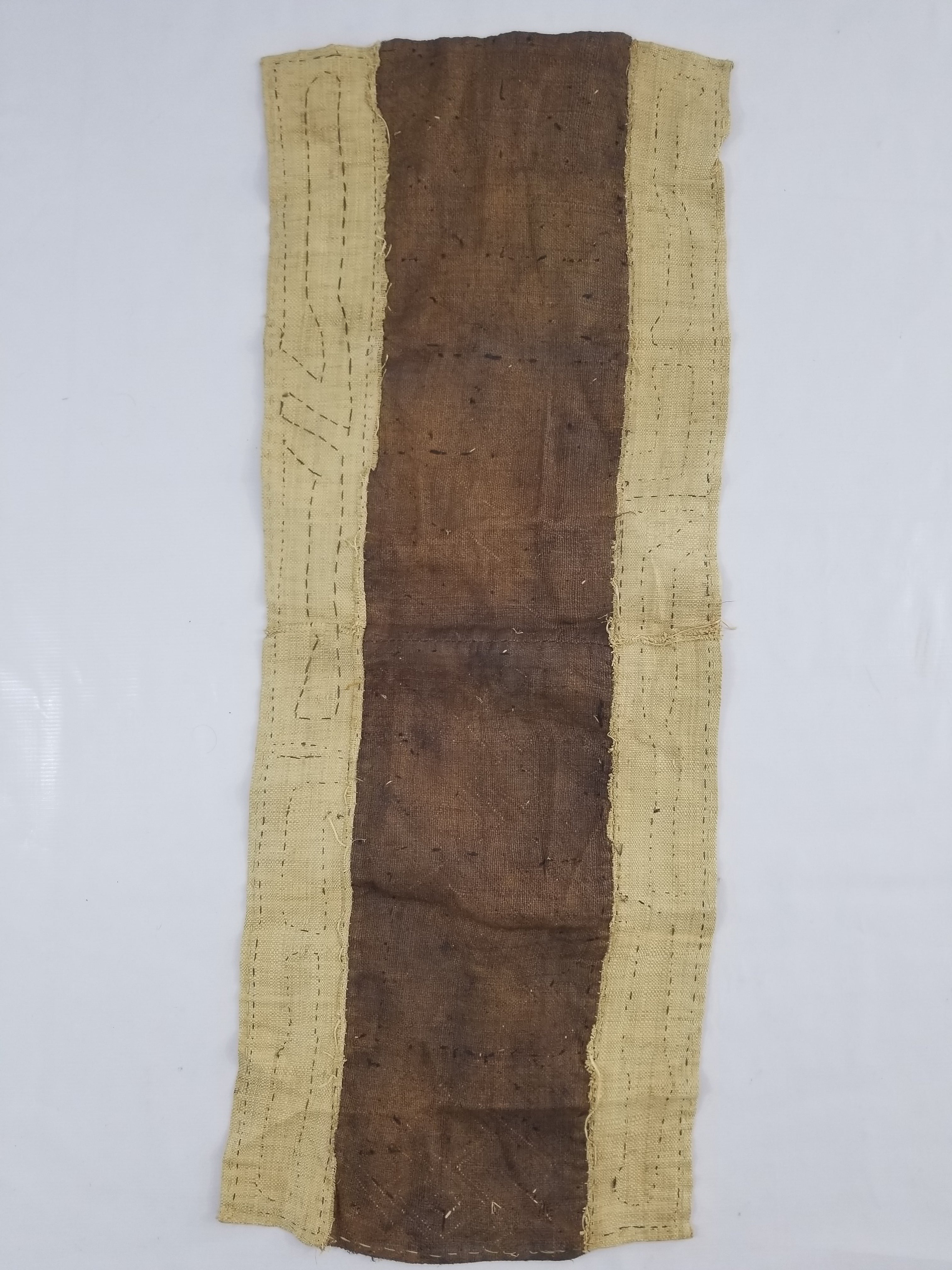Vintage African Handwoven Kuba Cloth Raffia Textile Panel 109x41cm