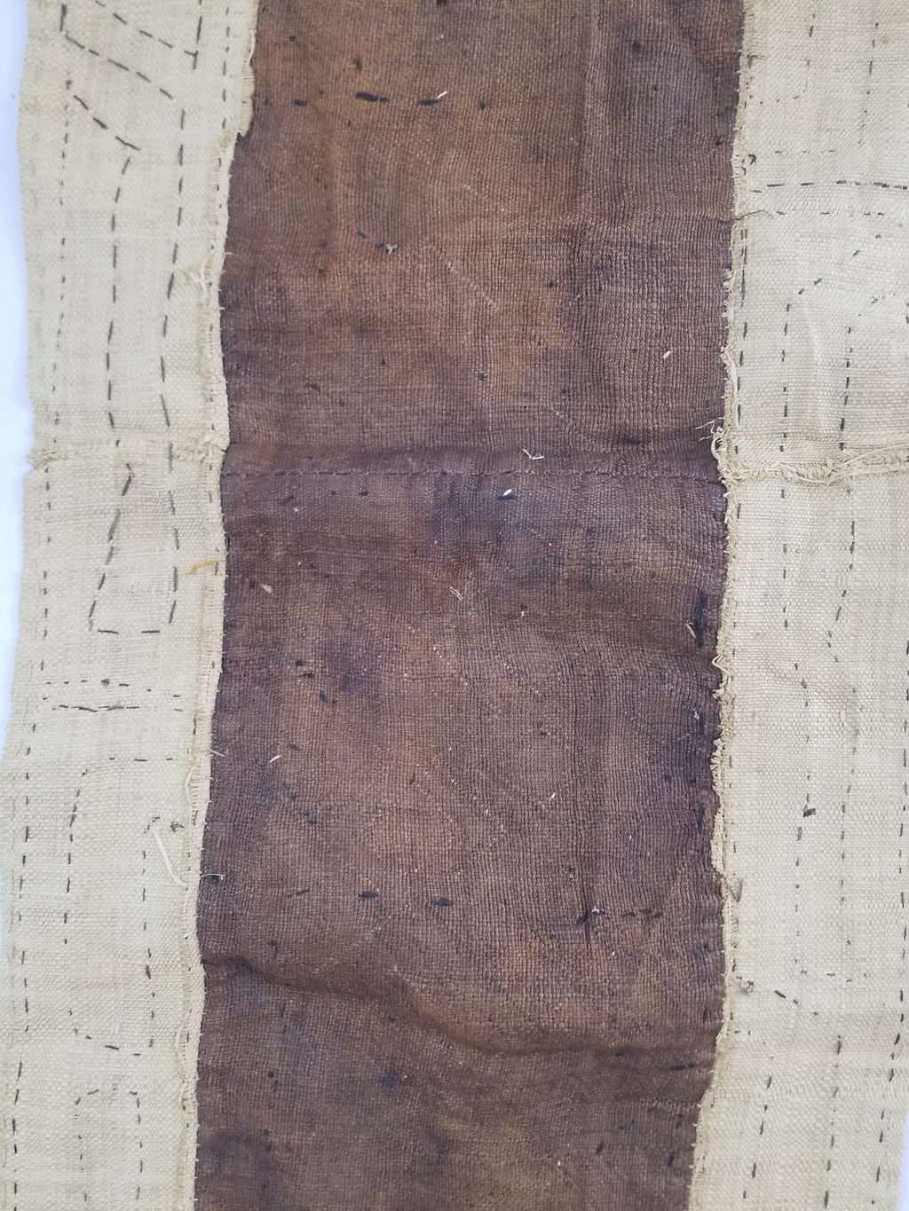 Vintage African Handwoven Kuba Cloth Raffia Textile Panel 109x41cm