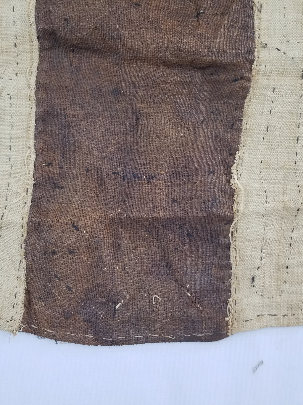 Vintage African Handwoven Kuba Cloth Raffia Textile Panel 109x41cm