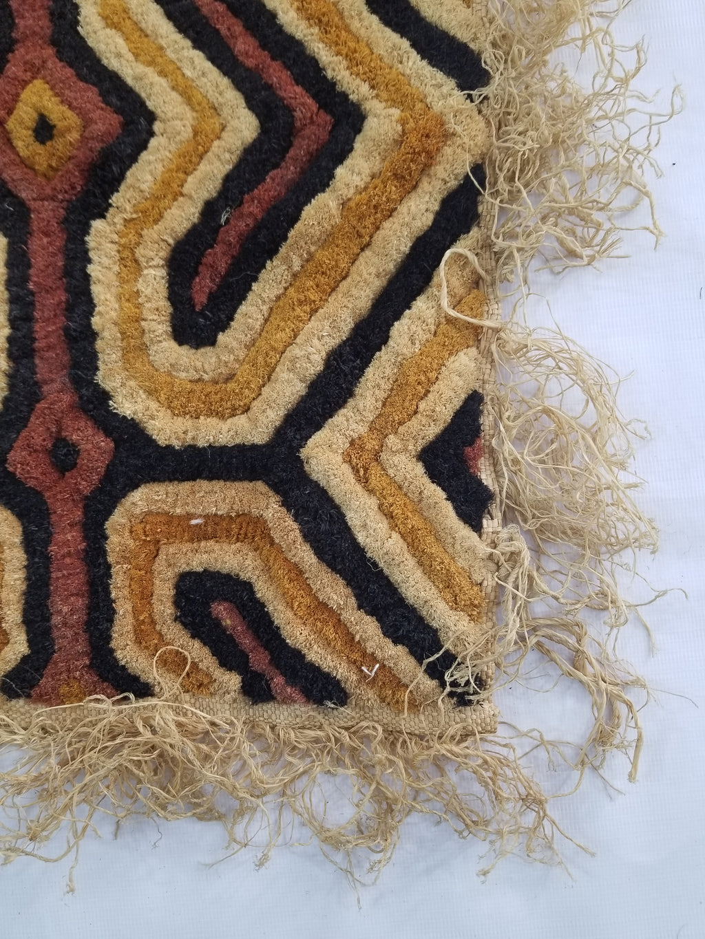 Vintage African Handwoven Kuba Cloth Raffia Textile Panel 153x34cm