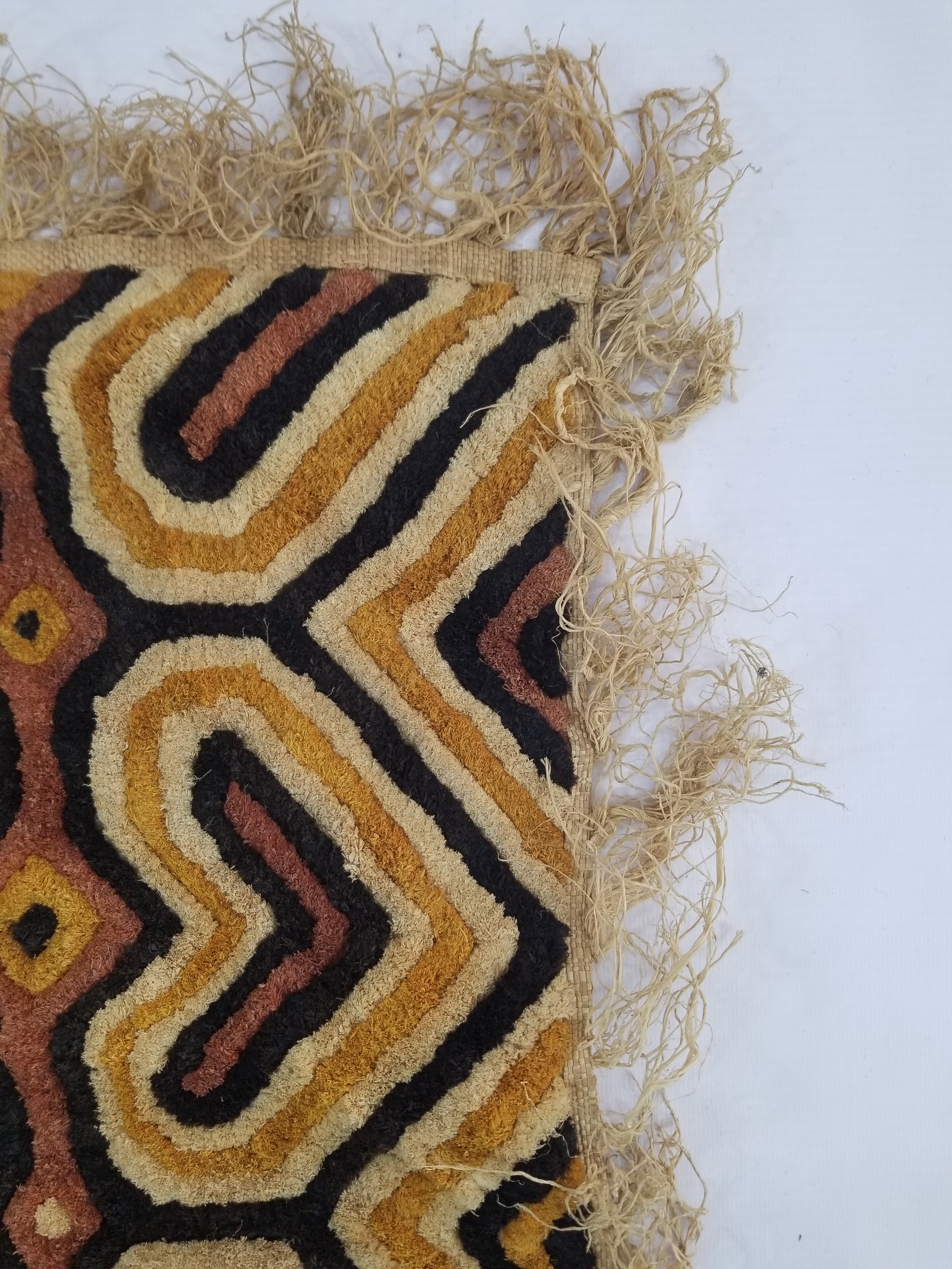 Vintage African Handwoven Kuba Cloth Raffia Textile Panel 153x34cm