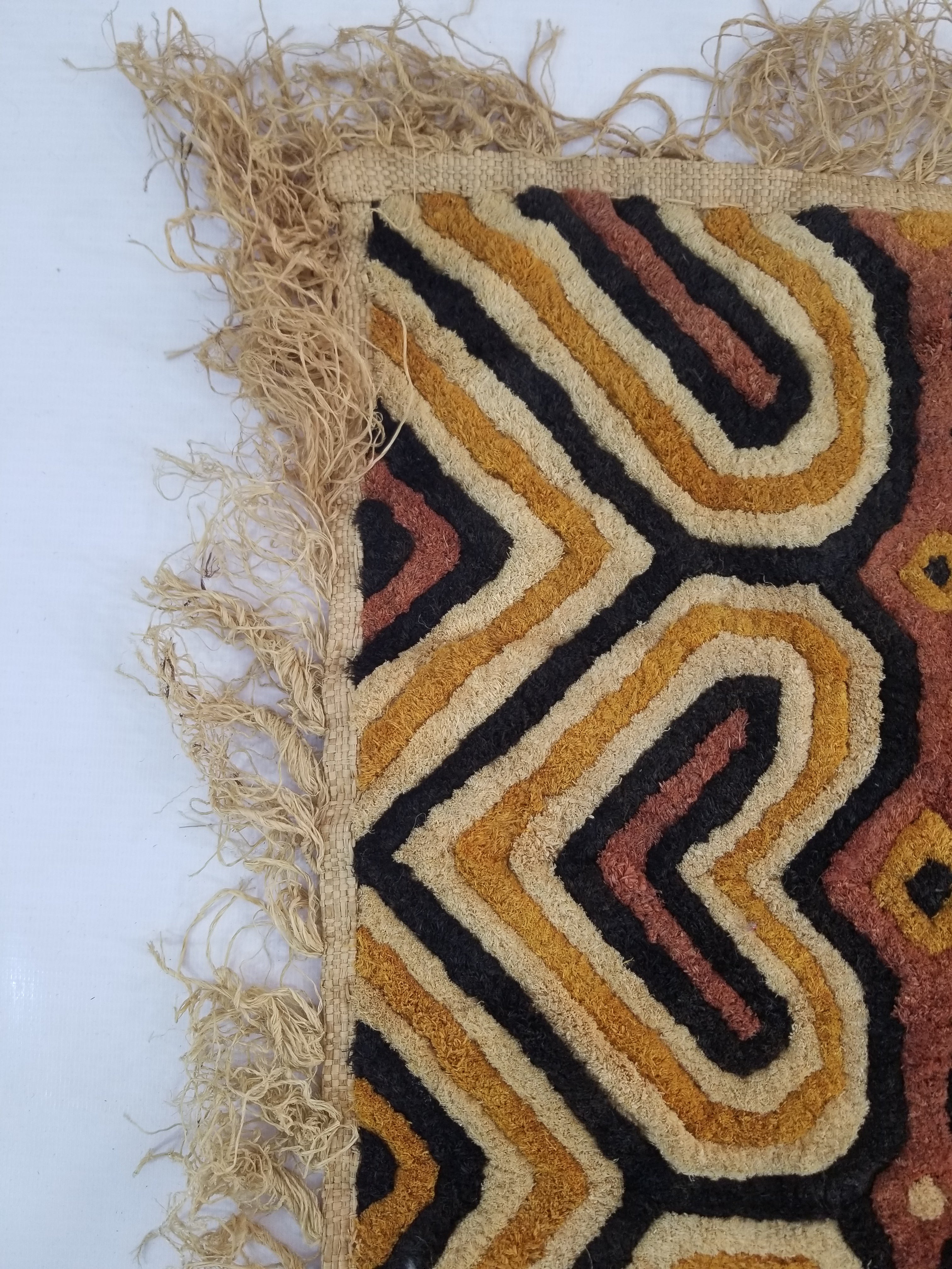 Vintage African Handwoven Kuba Cloth Raffia Textile Panel 153x34cm
