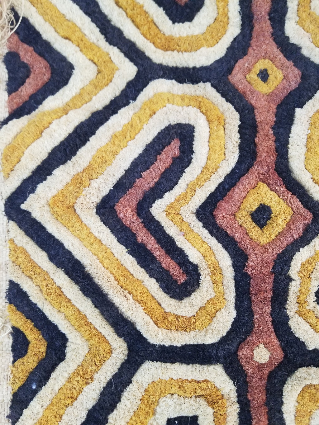 Vintage African Handwoven Kuba Cloth Raffia Textile Panel 153x34cm