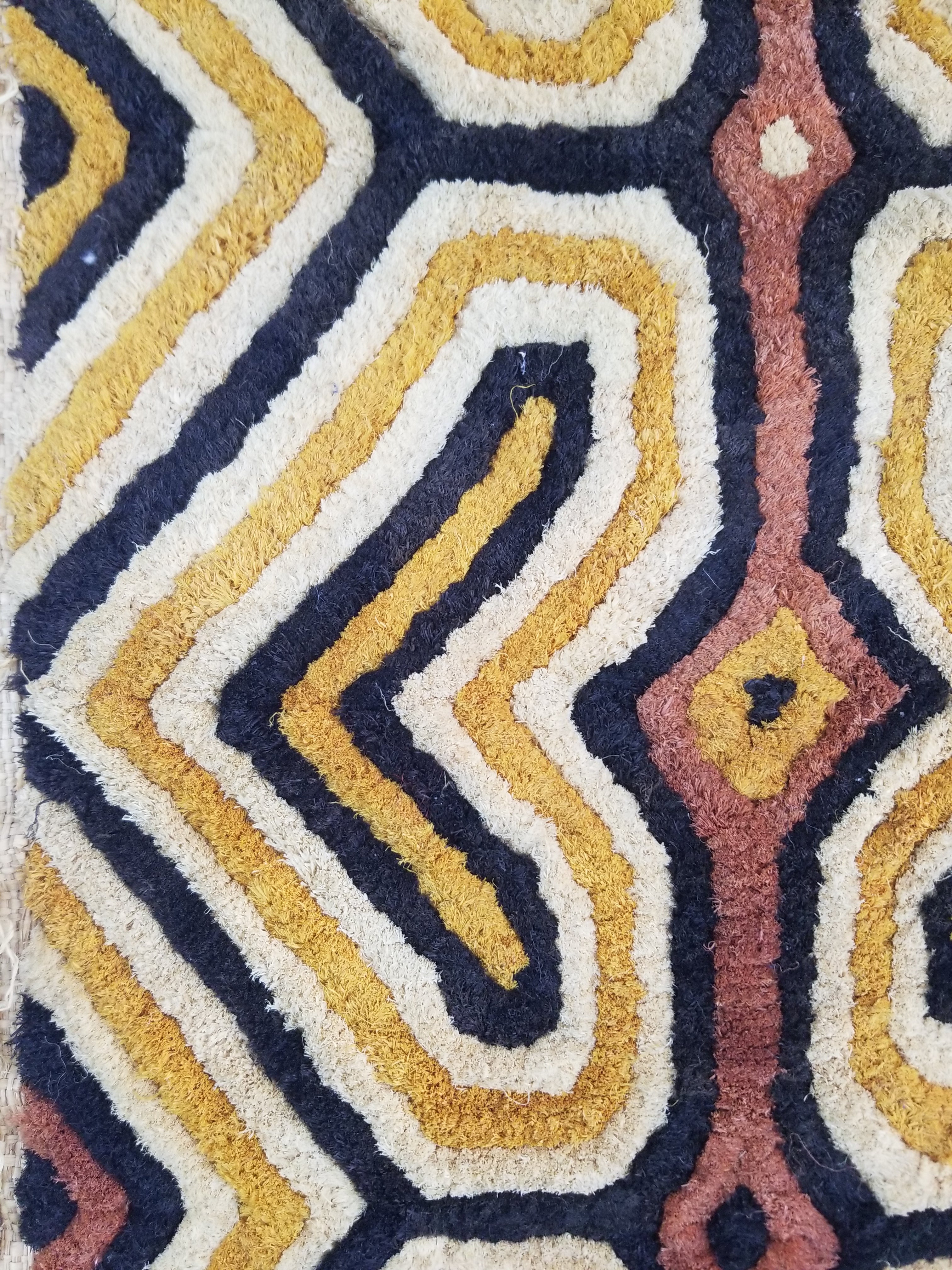 Vintage African Handwoven Kuba Cloth Raffia Textile Panel 153x34cm