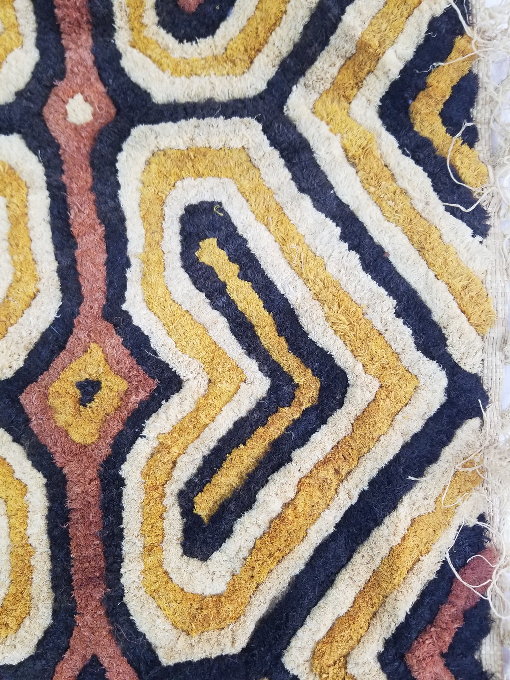 Vintage African Handwoven Kuba Cloth Raffia Textile Panel 153x34cm