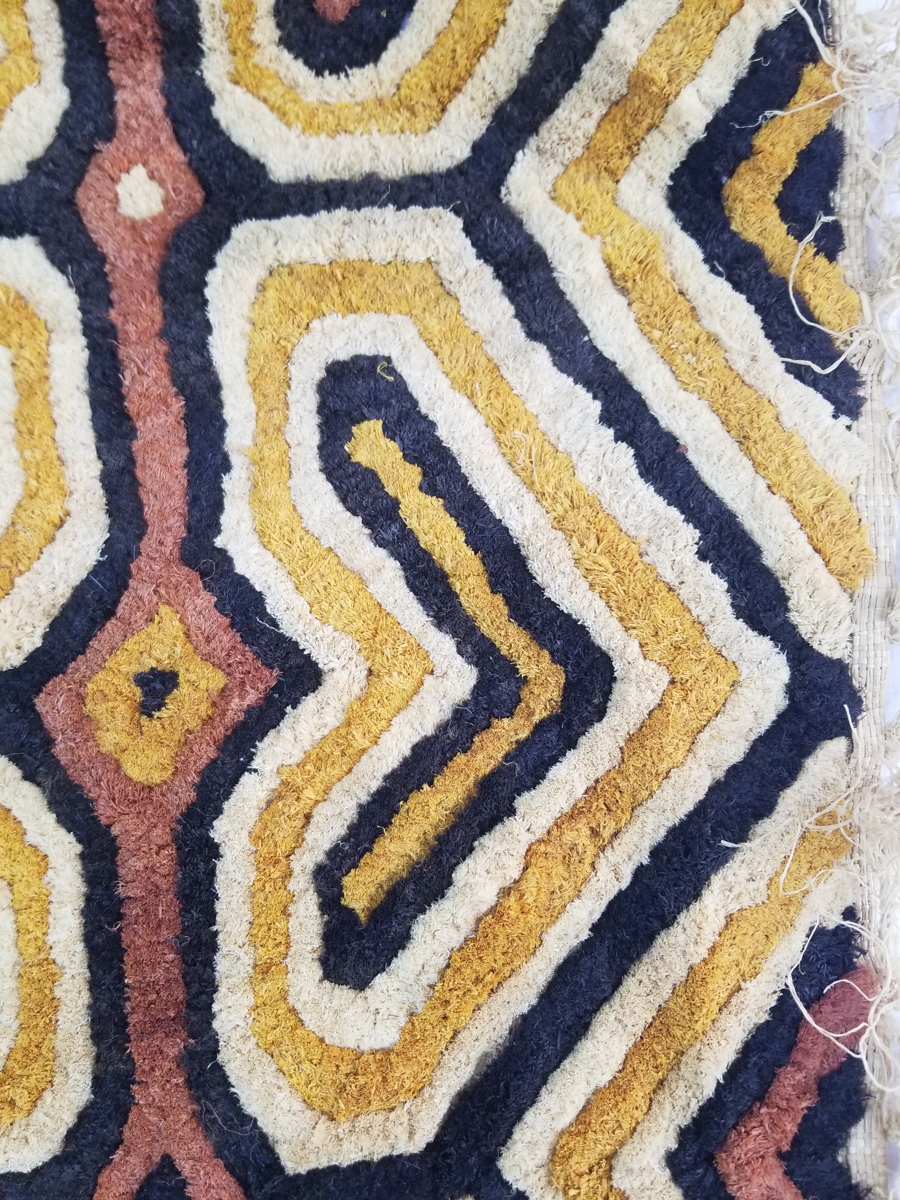 Vintage African Handwoven Kuba Cloth Raffia Textile Panel 153x34cm