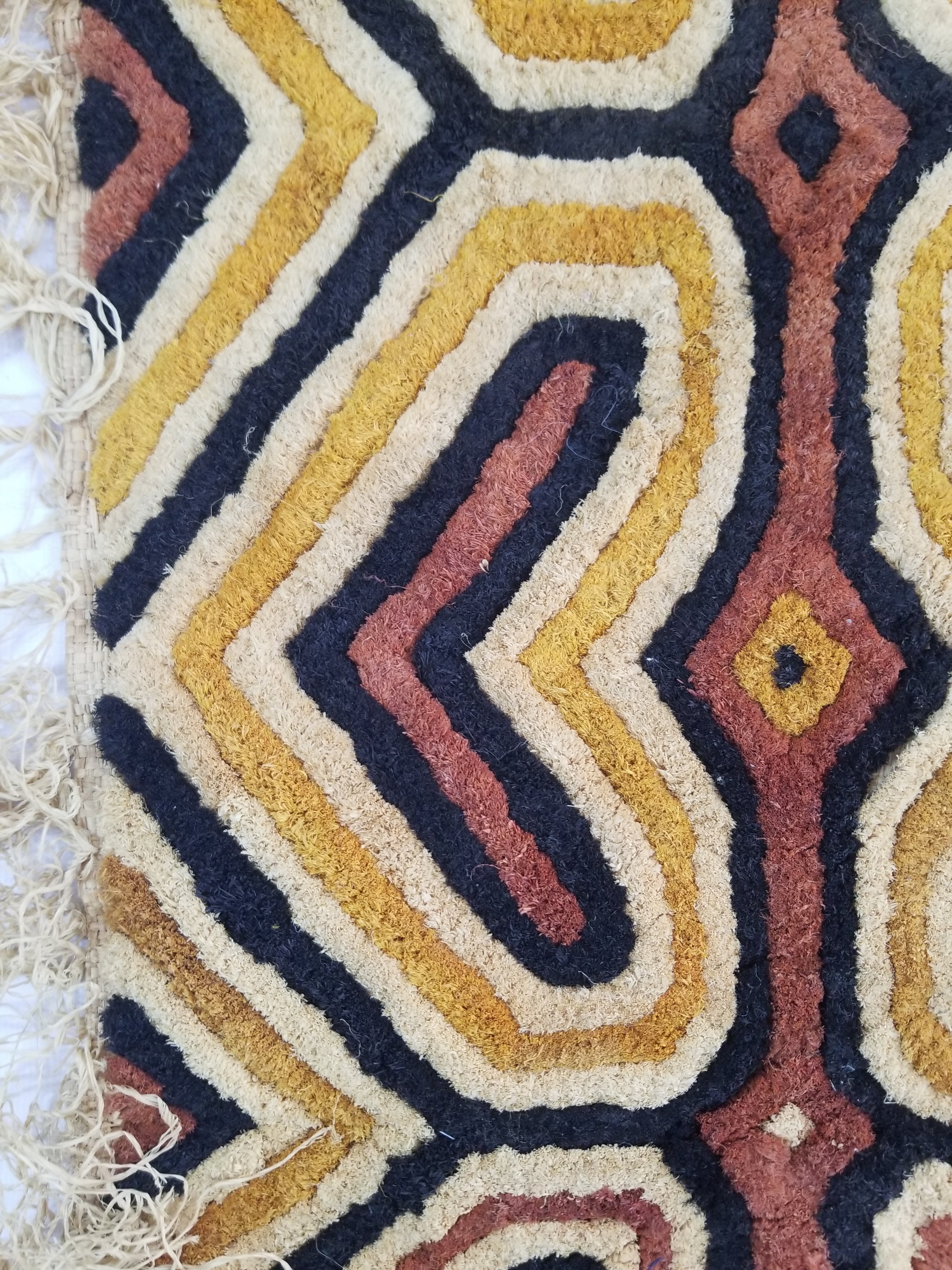 Vintage African Handwoven Kuba Cloth Raffia Textile Panel 153x34cm