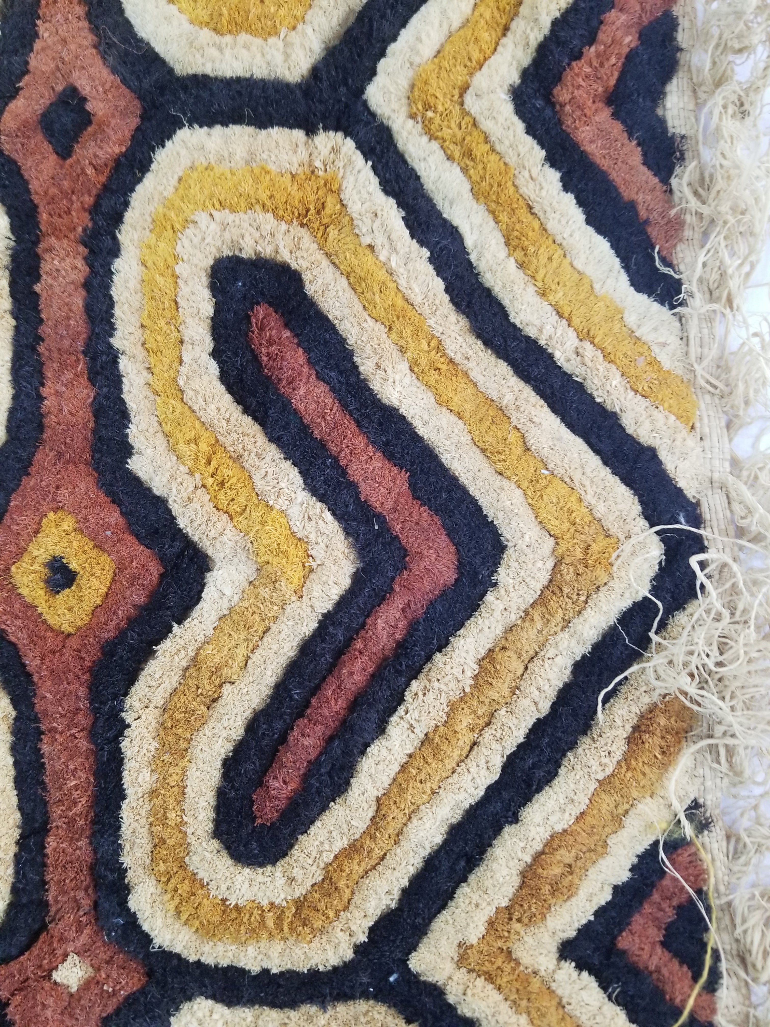 Vintage African Handwoven Kuba Cloth Raffia Textile Panel 153x34cm