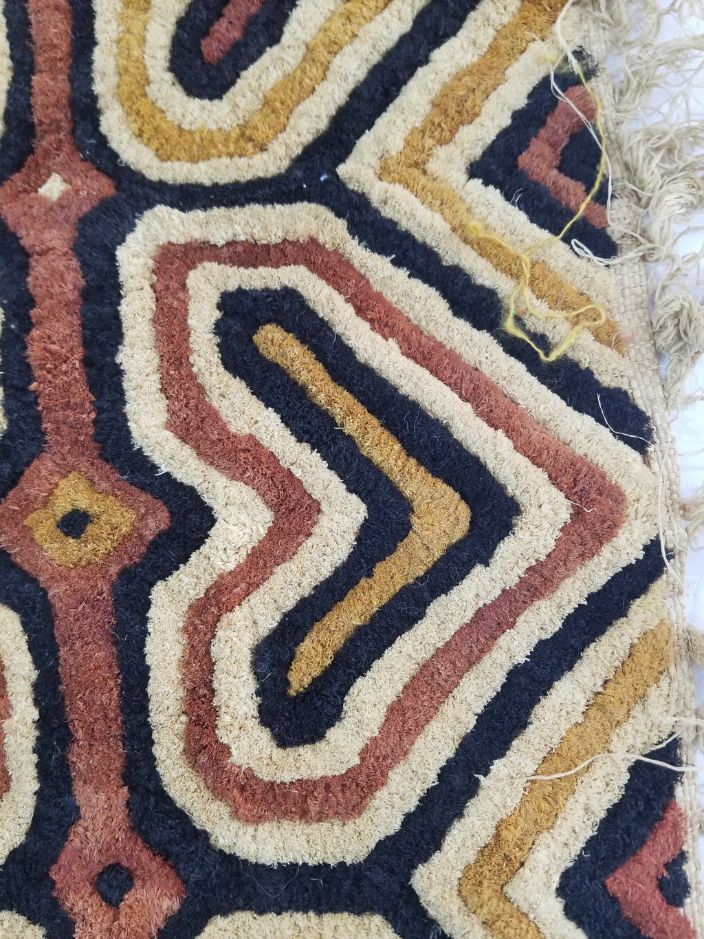 Vintage African Handwoven Kuba Cloth Raffia Textile Panel 153x34cm