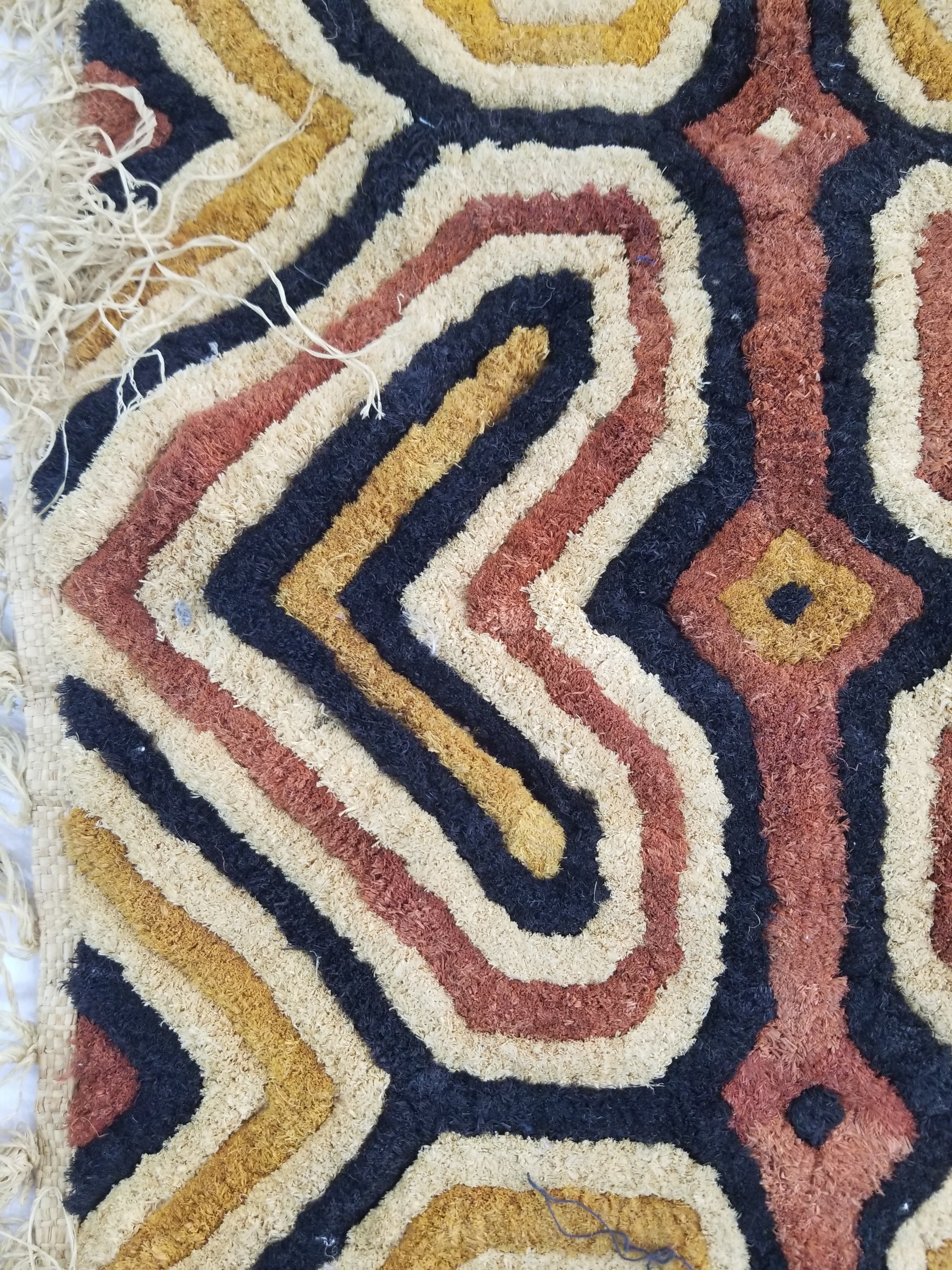 Vintage African Handwoven Kuba Cloth Raffia Textile Panel 153x34cm