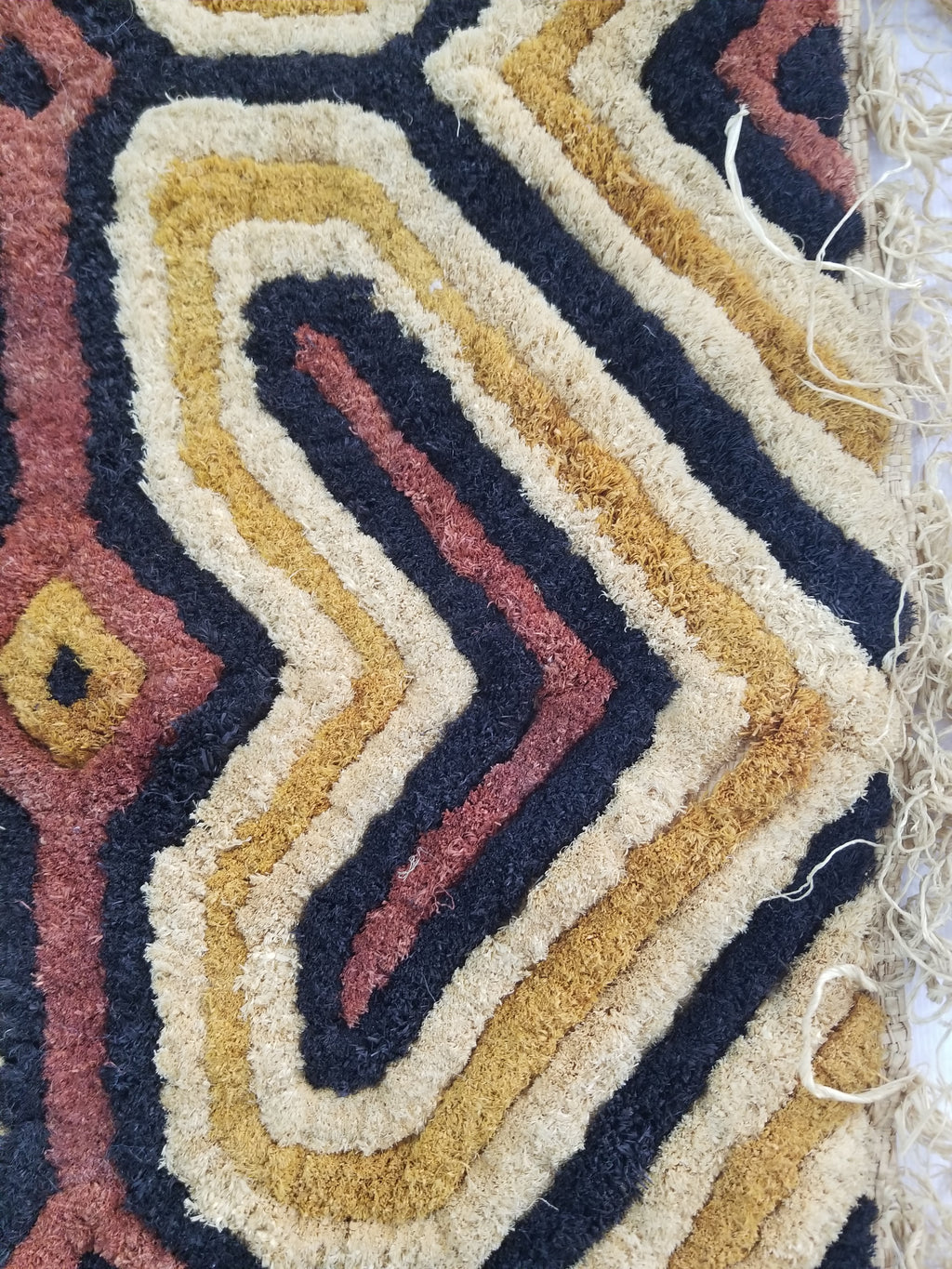 Vintage African Handwoven Kuba Cloth Raffia Textile Panel 153x34cm