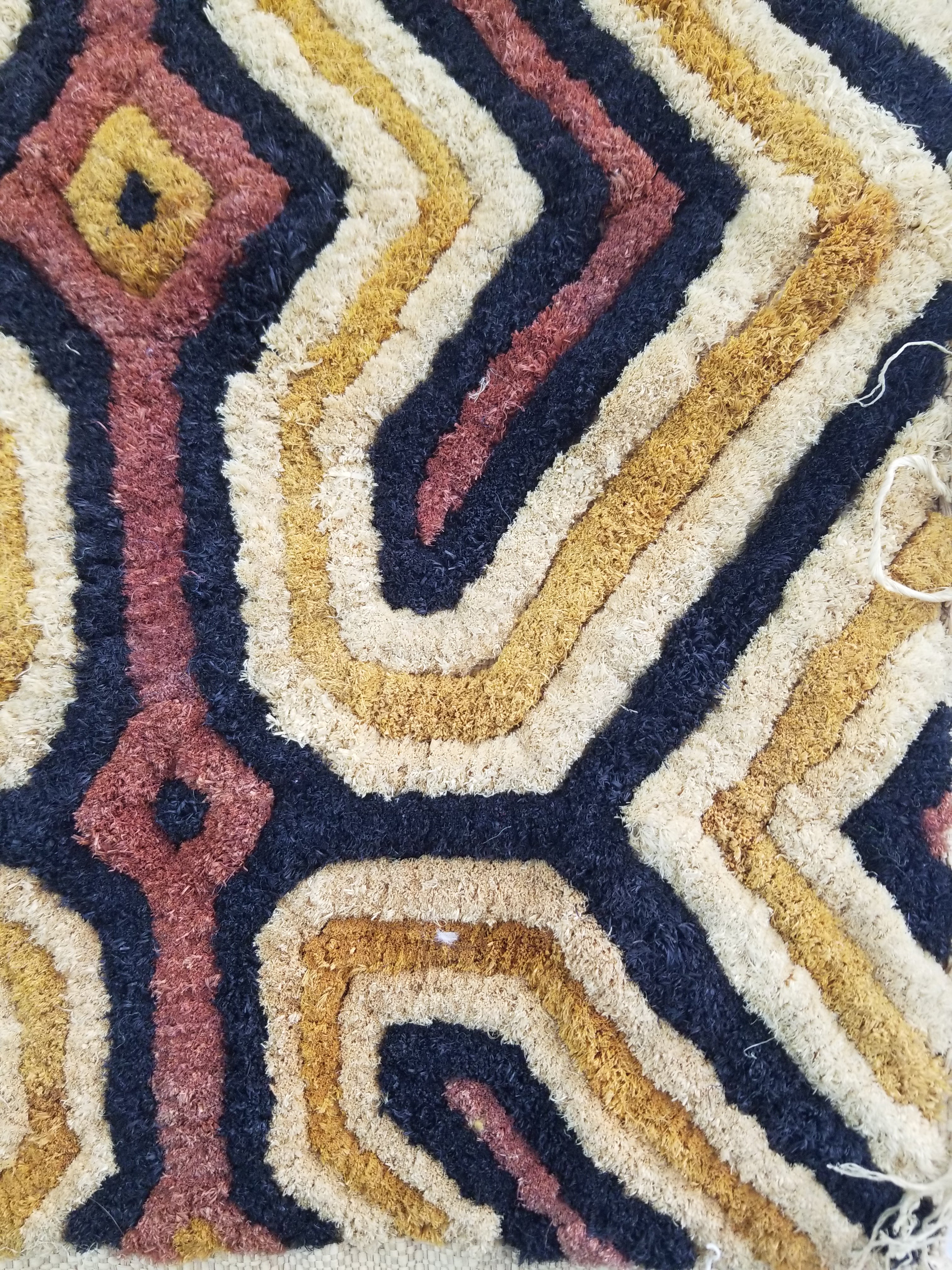 Vintage African Handwoven Kuba Cloth Raffia Textile Panel 153x34cm