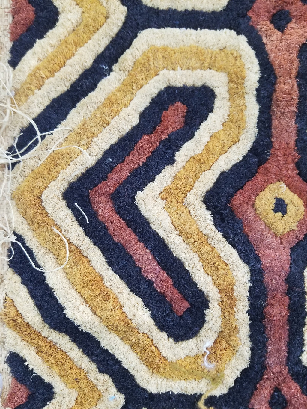 Vintage African Handwoven Kuba Cloth Raffia Textile Panel 153x34cm