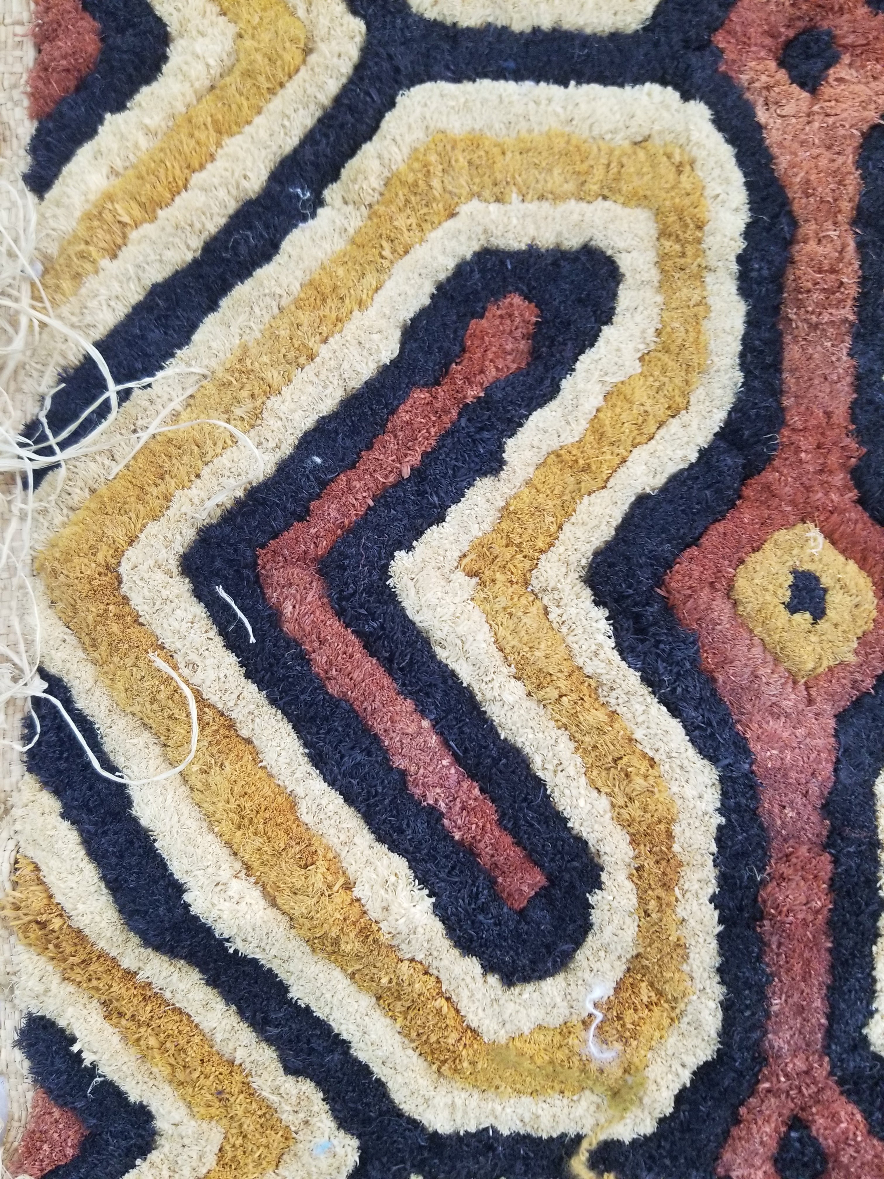 Vintage African Handwoven Kuba Cloth Raffia Textile Panel 153x34cm