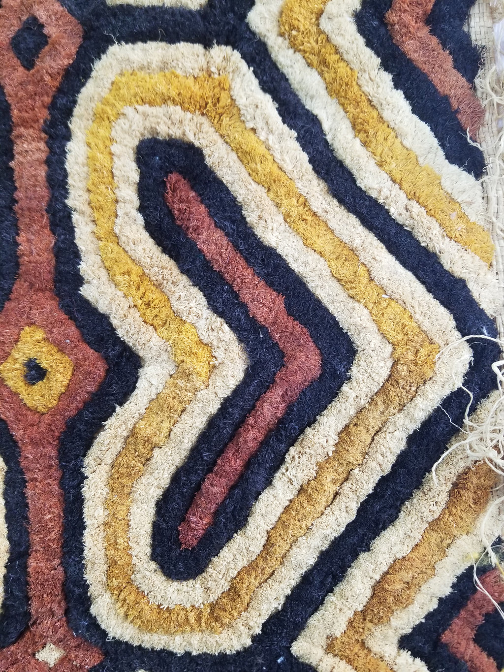 Vintage African Handwoven Kuba Cloth Raffia Textile Panel 153x34cm