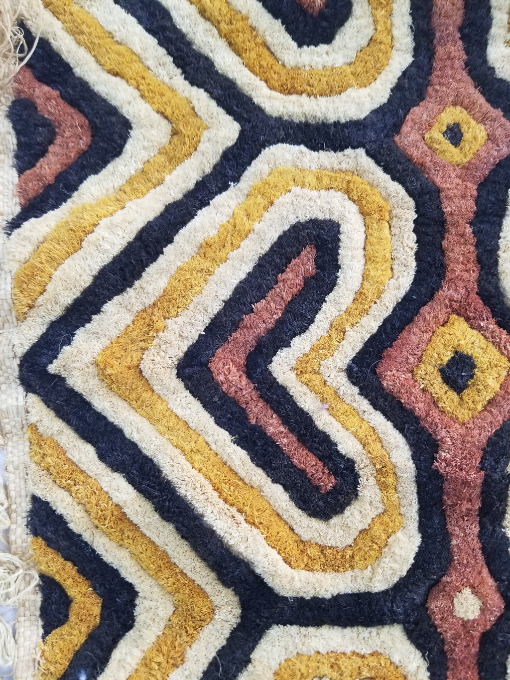 Vintage African Handwoven Kuba Cloth Raffia Textile Panel 153x34cm
