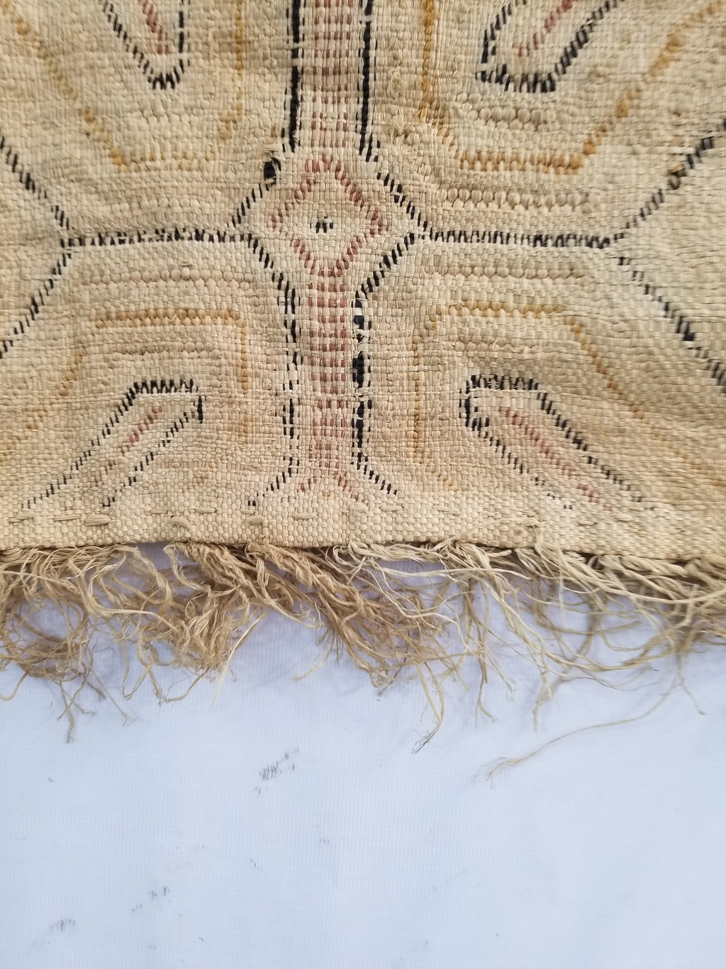 Vintage African Handwoven Kuba Cloth Raffia Textile Panel 153x34cm