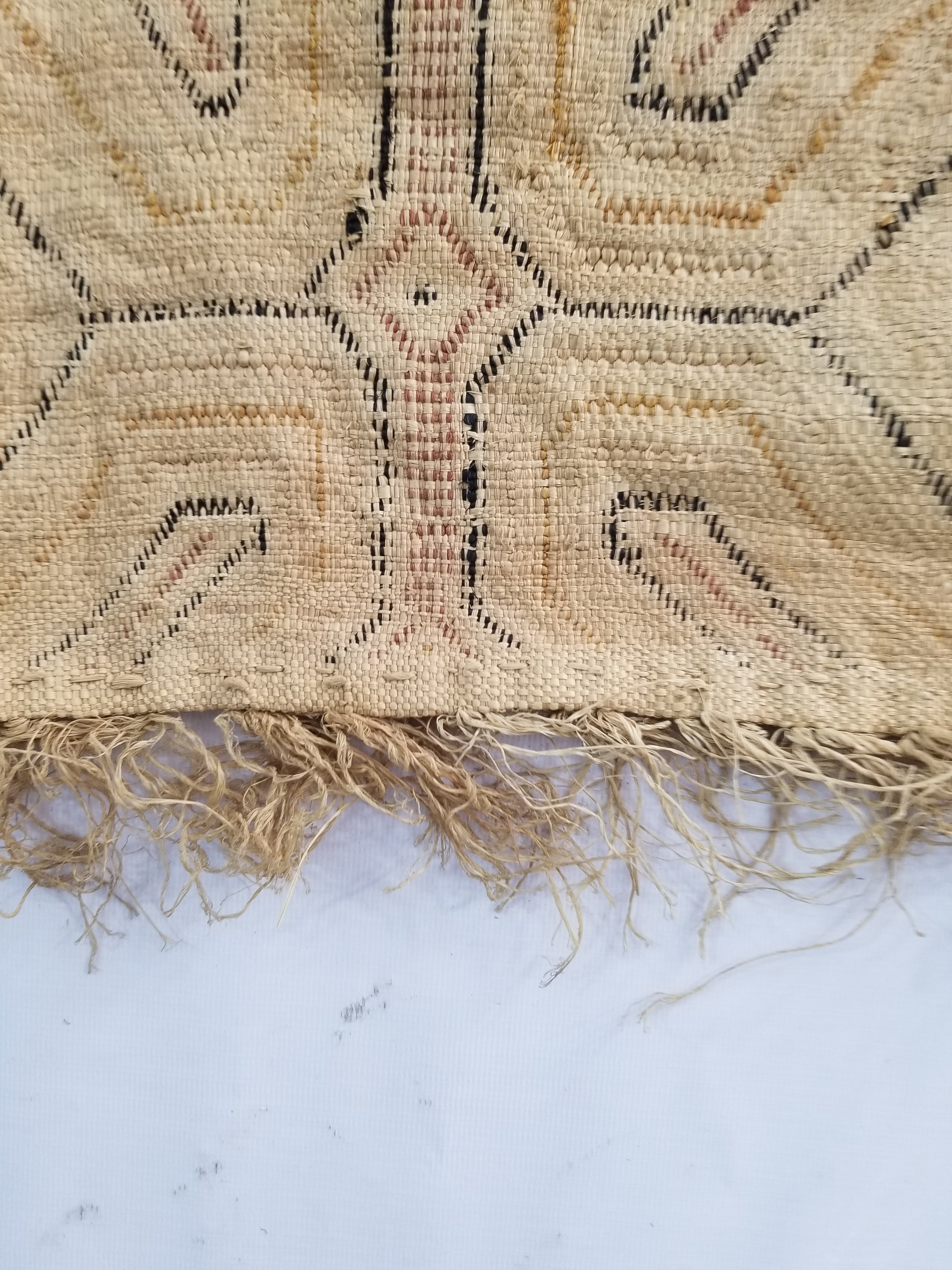Vintage African Handwoven Kuba Cloth Raffia Textile Panel 153x34cm