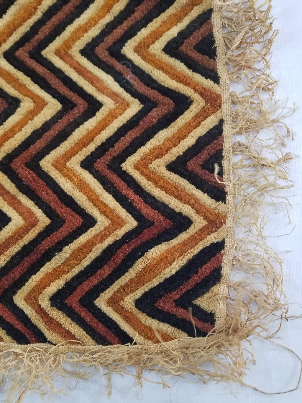 Vintage African Handwoven Kuba Cloth Raffia Textile Panel 140x33cm
