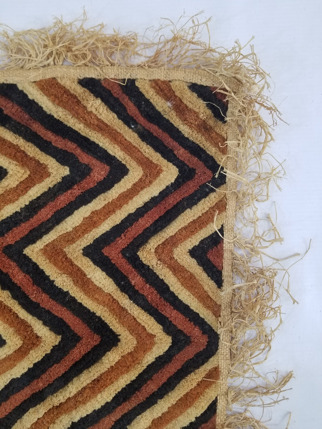 Vintage African Handwoven Kuba Cloth Raffia Textile Panel 140x33cm
