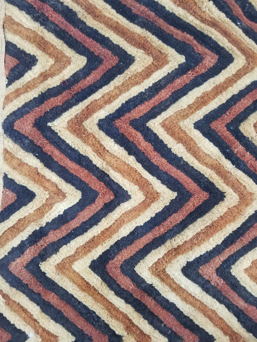 Vintage African Handwoven Kuba Cloth Raffia Textile Panel 140x33cm