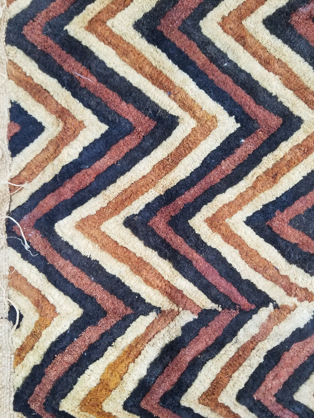 Vintage African Handwoven Kuba Cloth Raffia Textile Panel 140x33cm