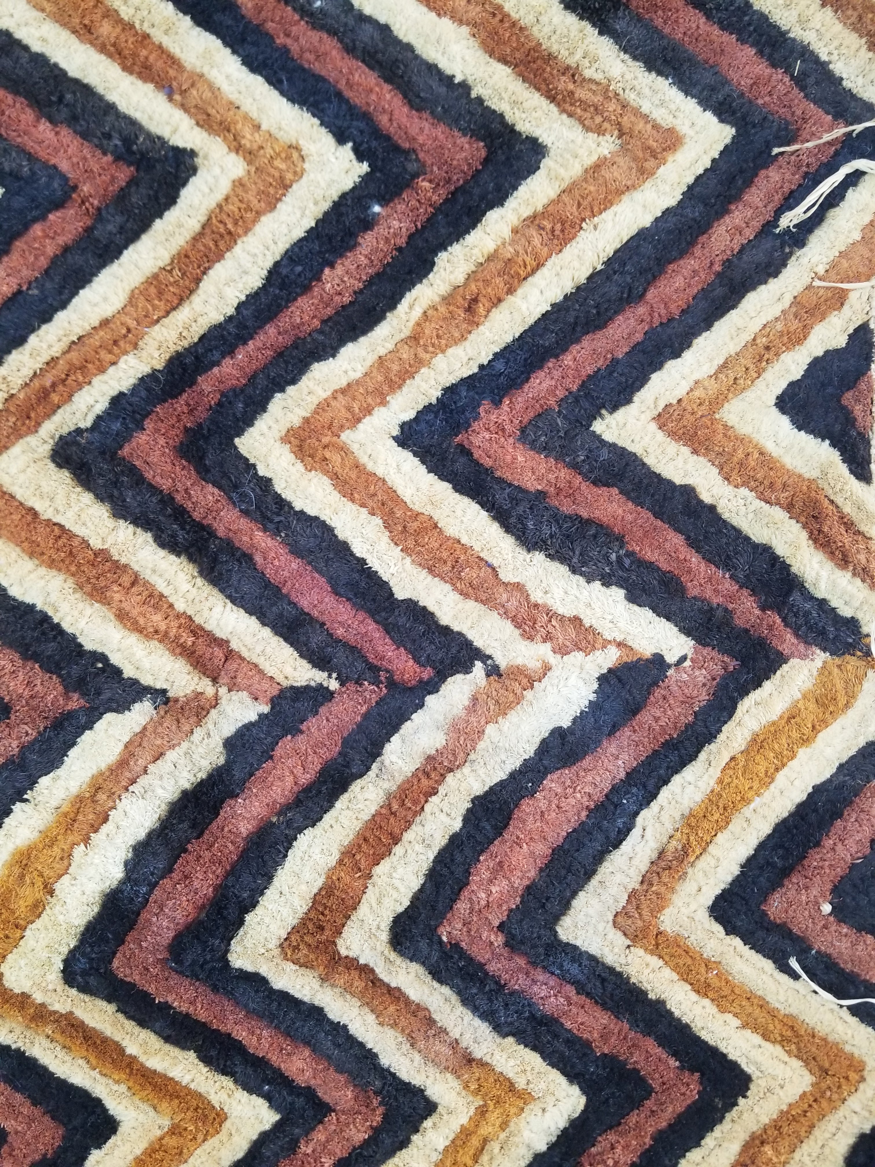 Vintage African Handwoven Kuba Cloth Raffia Textile Panel 140x33cm