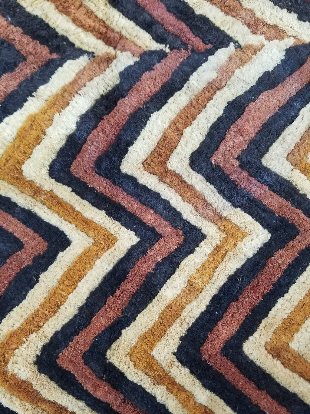 Vintage African Handwoven Kuba Cloth Raffia Textile Panel 140x33cm