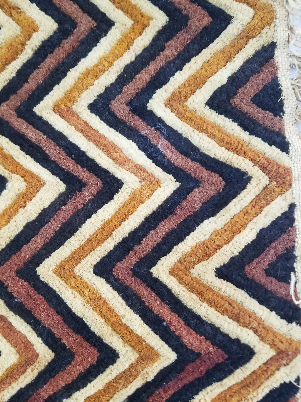 Vintage African Handwoven Kuba Cloth Raffia Textile Panel 140x33cm