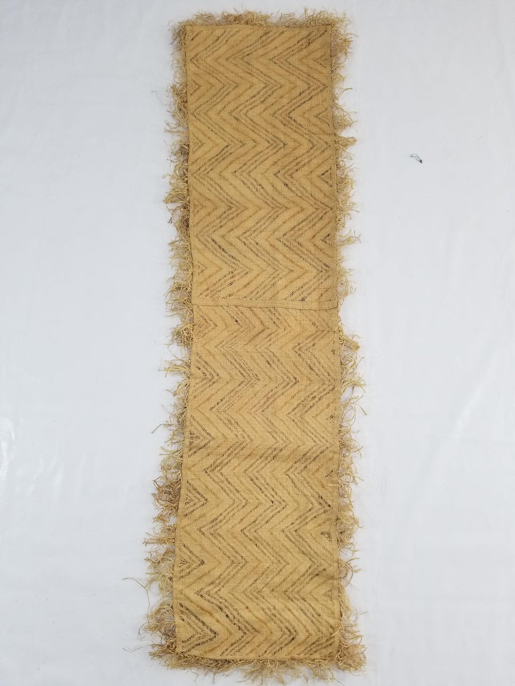 Vintage African Handwoven Kuba Cloth Raffia Textile Panel 140x33cm