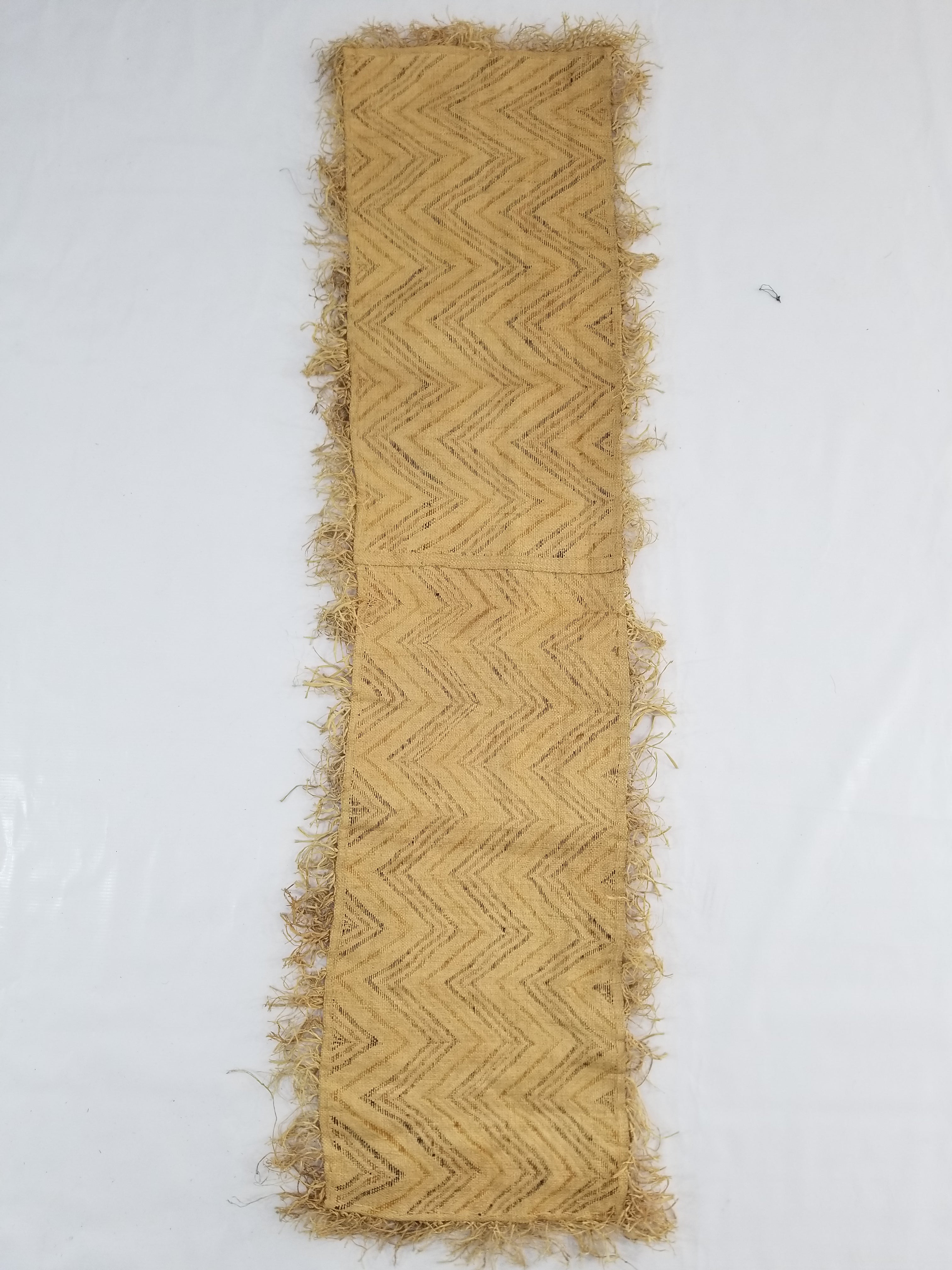 Vintage African Handwoven Kuba Cloth Raffia Textile Panel 140x33cm