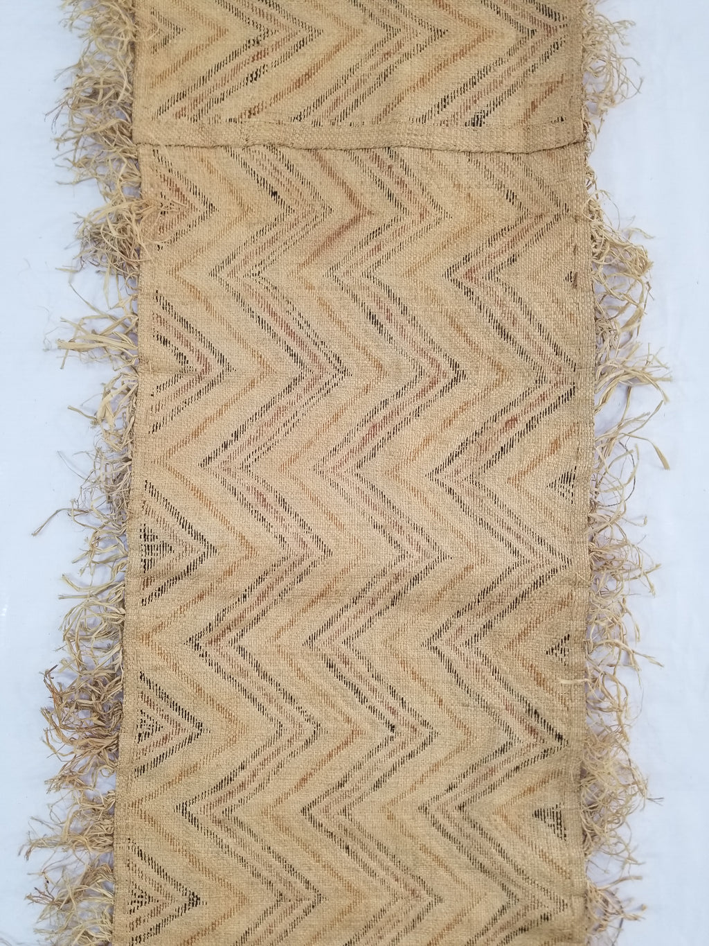 Vintage African Handwoven Kuba Cloth Raffia Textile Panel 140x33cm