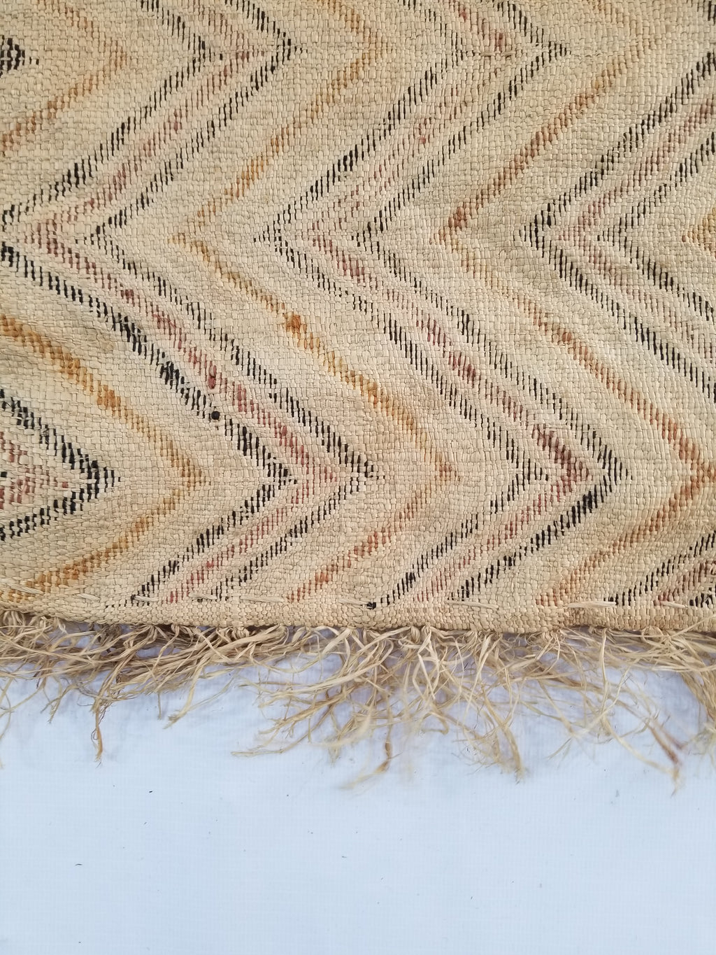 Vintage African Handwoven Kuba Cloth Raffia Textile Panel 140x33cm