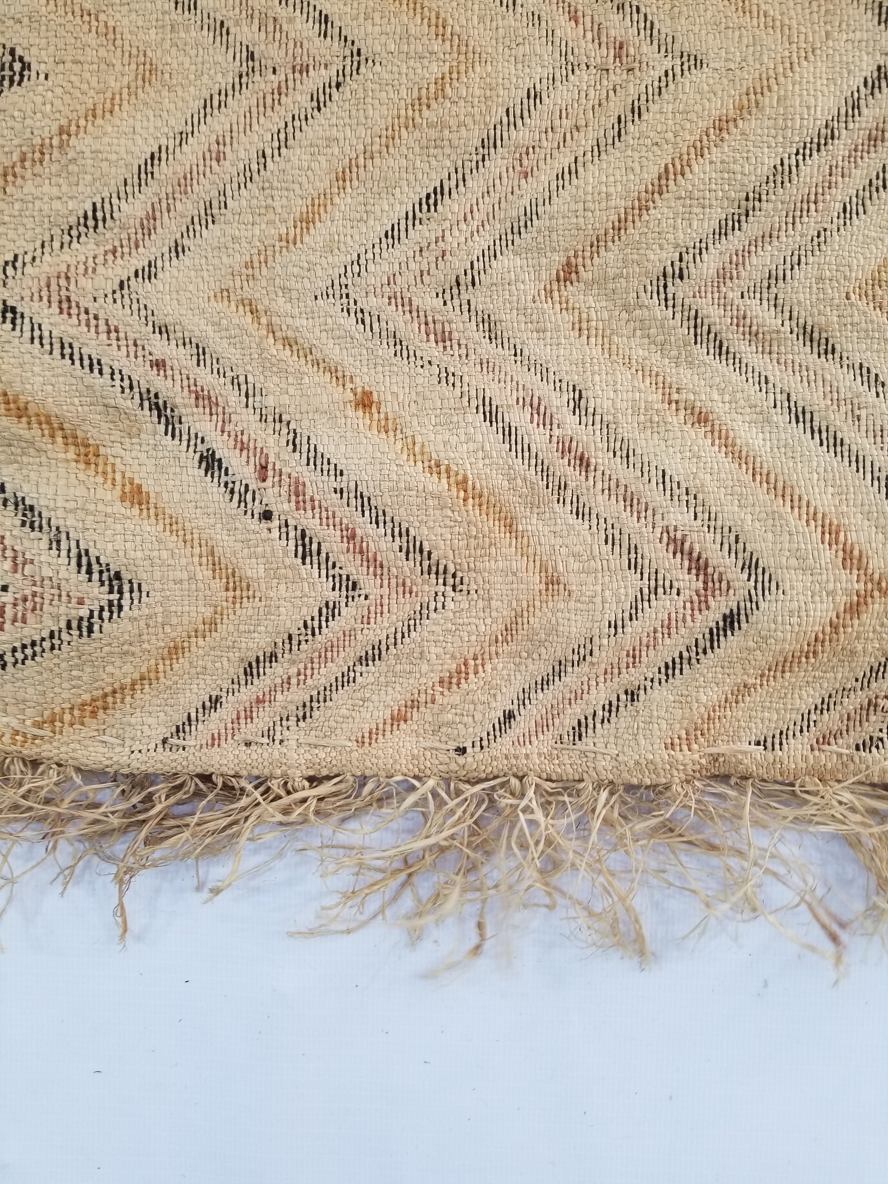 Vintage African Handwoven Kuba Cloth Raffia Textile Panel 140x33cm
