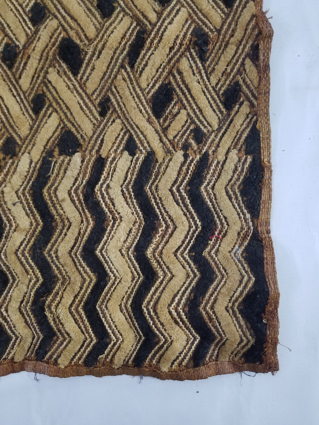 Vintage African Handwoven Kuba Cloth Raffia Textile Panel 57x49cm