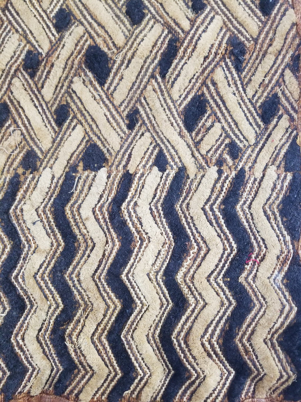 Vintage African Handwoven Kuba Cloth Raffia Textile Panel 57x49cm