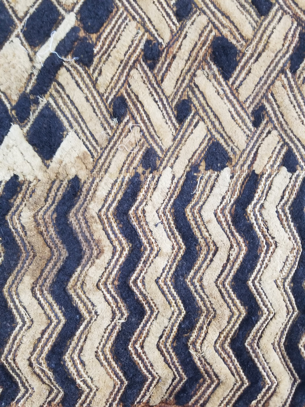 Vintage African Handwoven Kuba Cloth Raffia Textile Panel 57x49cm