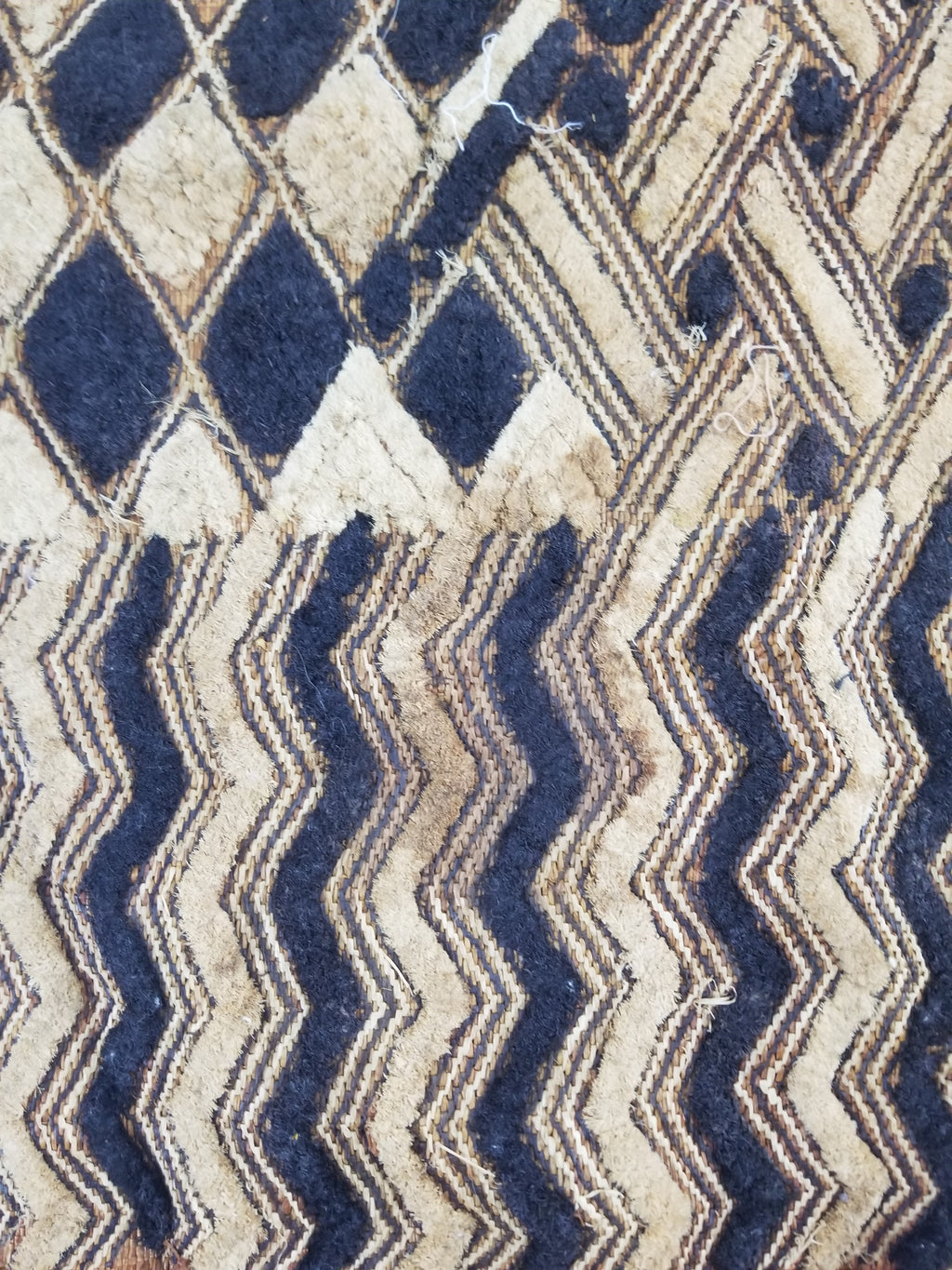 Vintage African Handwoven Kuba Cloth Raffia Textile Panel 57x49cm