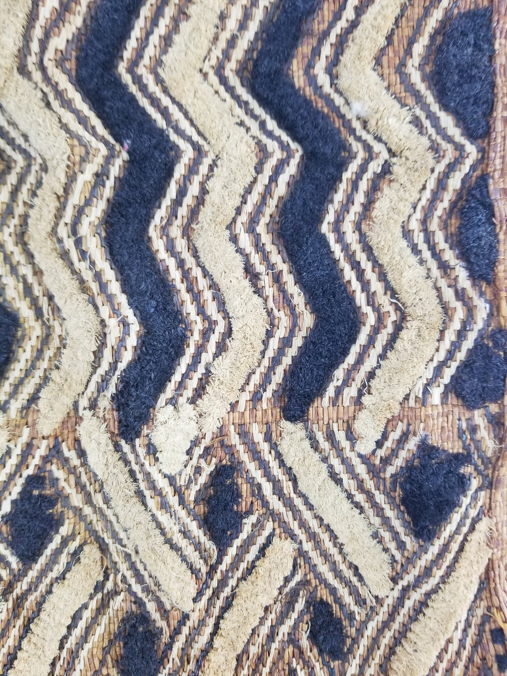 Vintage African Handwoven Kuba Cloth Raffia Textile Panel 57x49cm