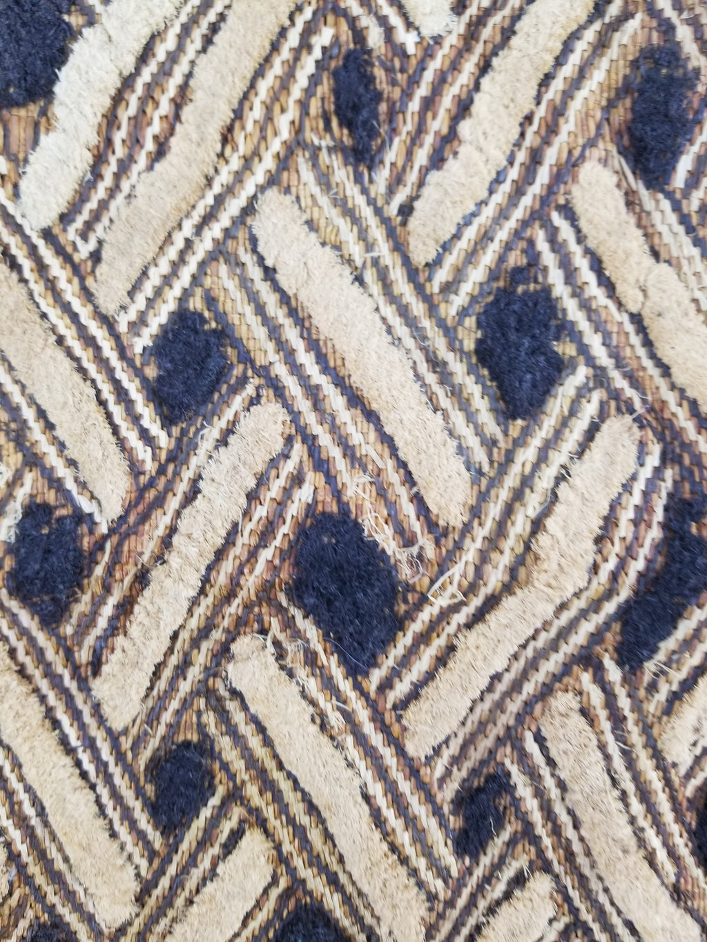 Vintage African Handwoven Kuba Cloth Raffia Textile Panel 57x49cm