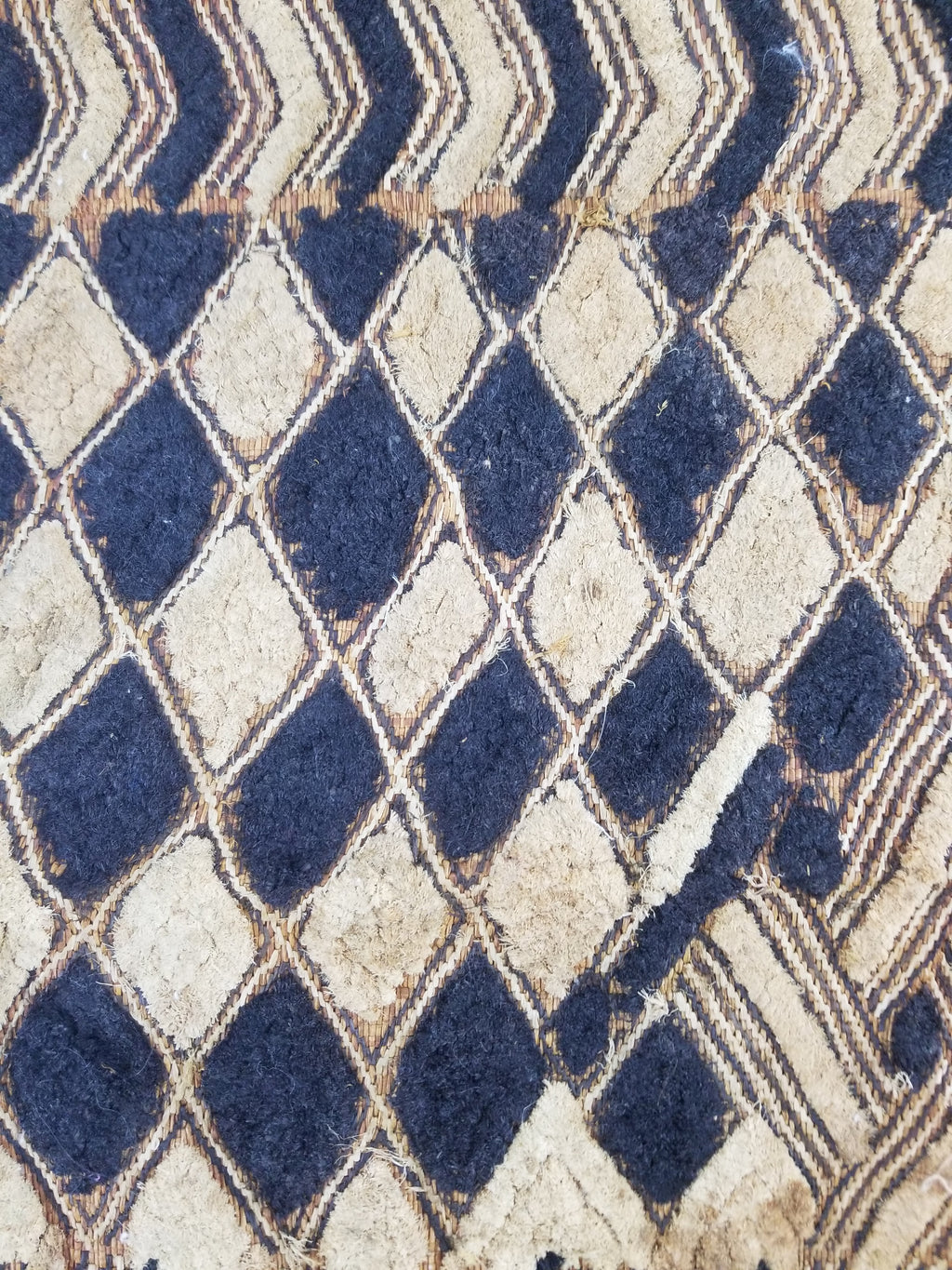 Vintage African Handwoven Kuba Cloth Raffia Textile Panel 57x49cm