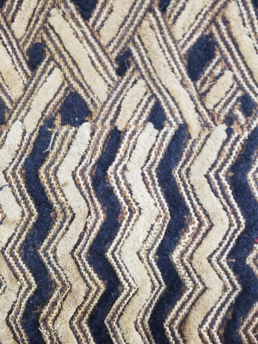 Vintage African Handwoven Kuba Cloth Raffia Textile Panel 57x49cm
