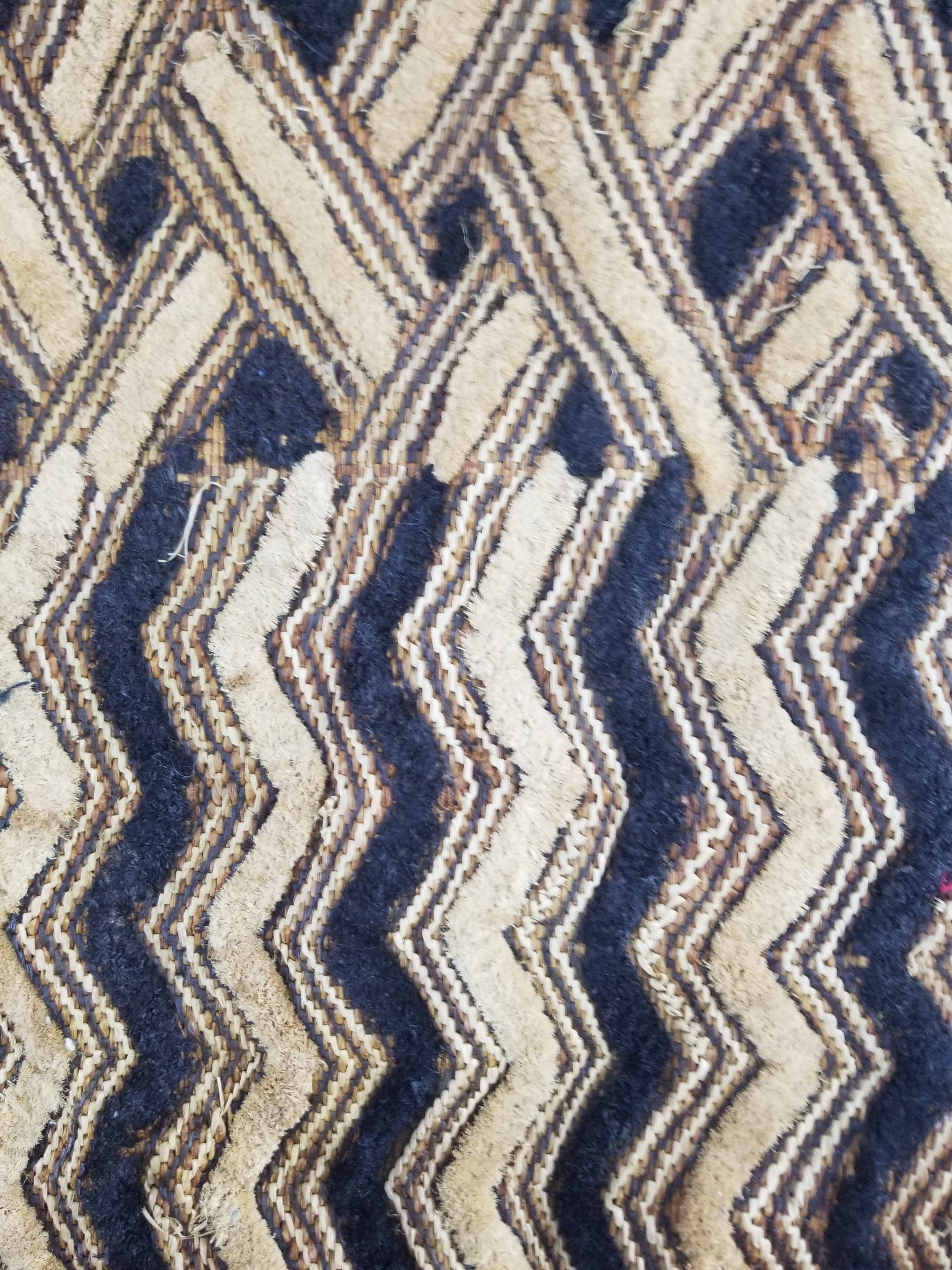 Vintage African Handwoven Kuba Cloth Raffia Textile Panel 57x49cm