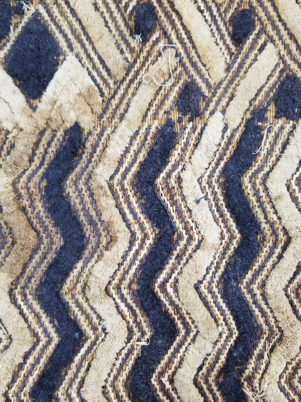 Vintage African Handwoven Kuba Cloth Raffia Textile Panel 57x49cm